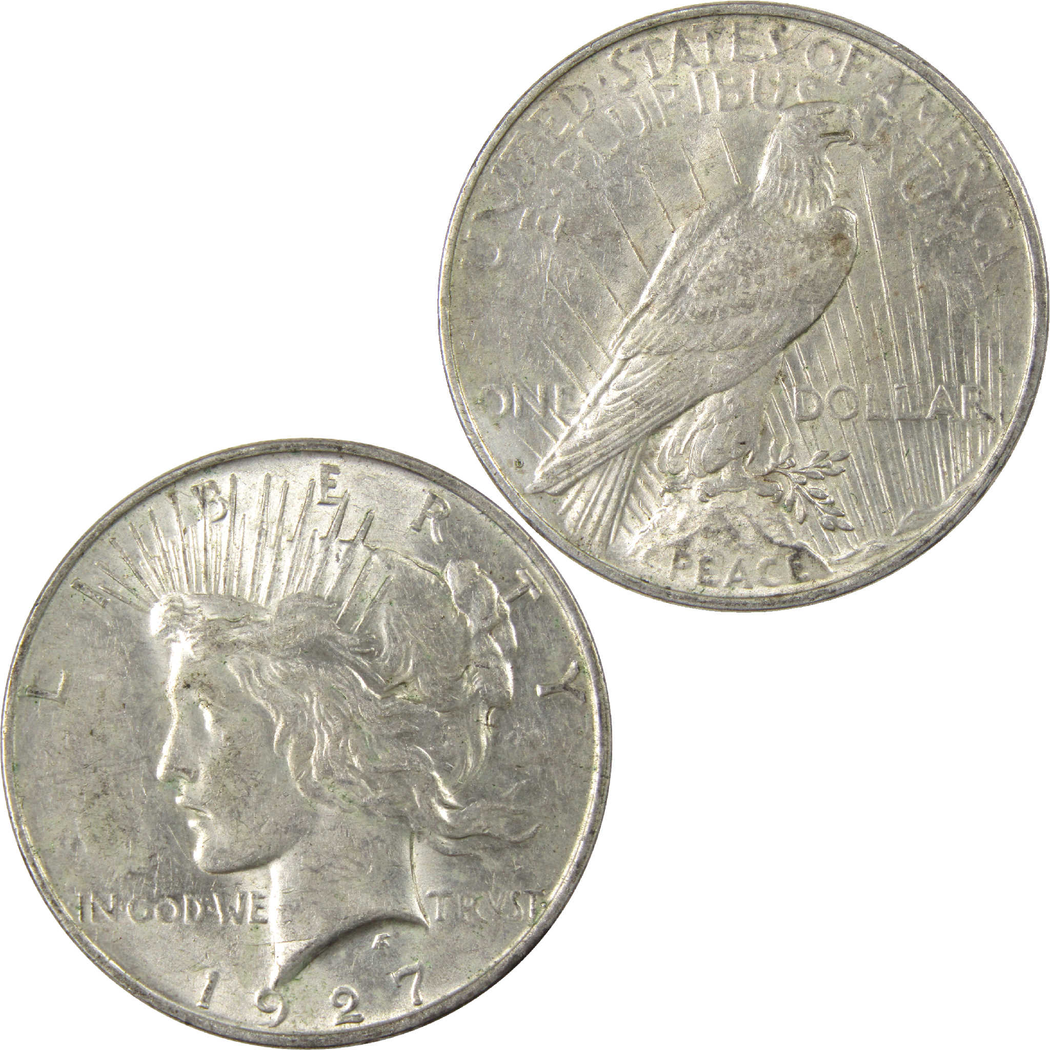 1927 D Peace Dollar Borderline Uncirculated Silver $1 Coin SKU:I11510