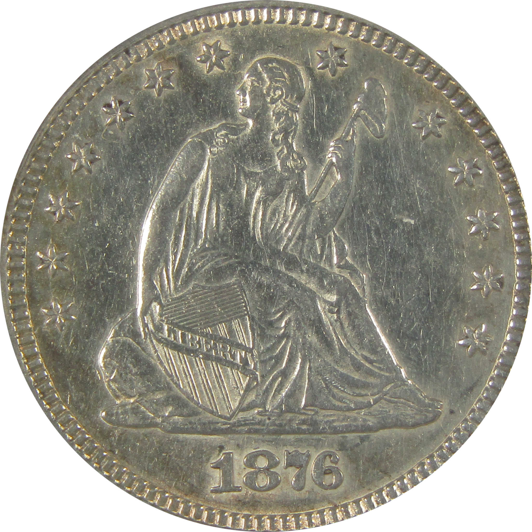 1876 Seated Liberty Quarter AU 55 Details ANACS Silver SKU:I22967