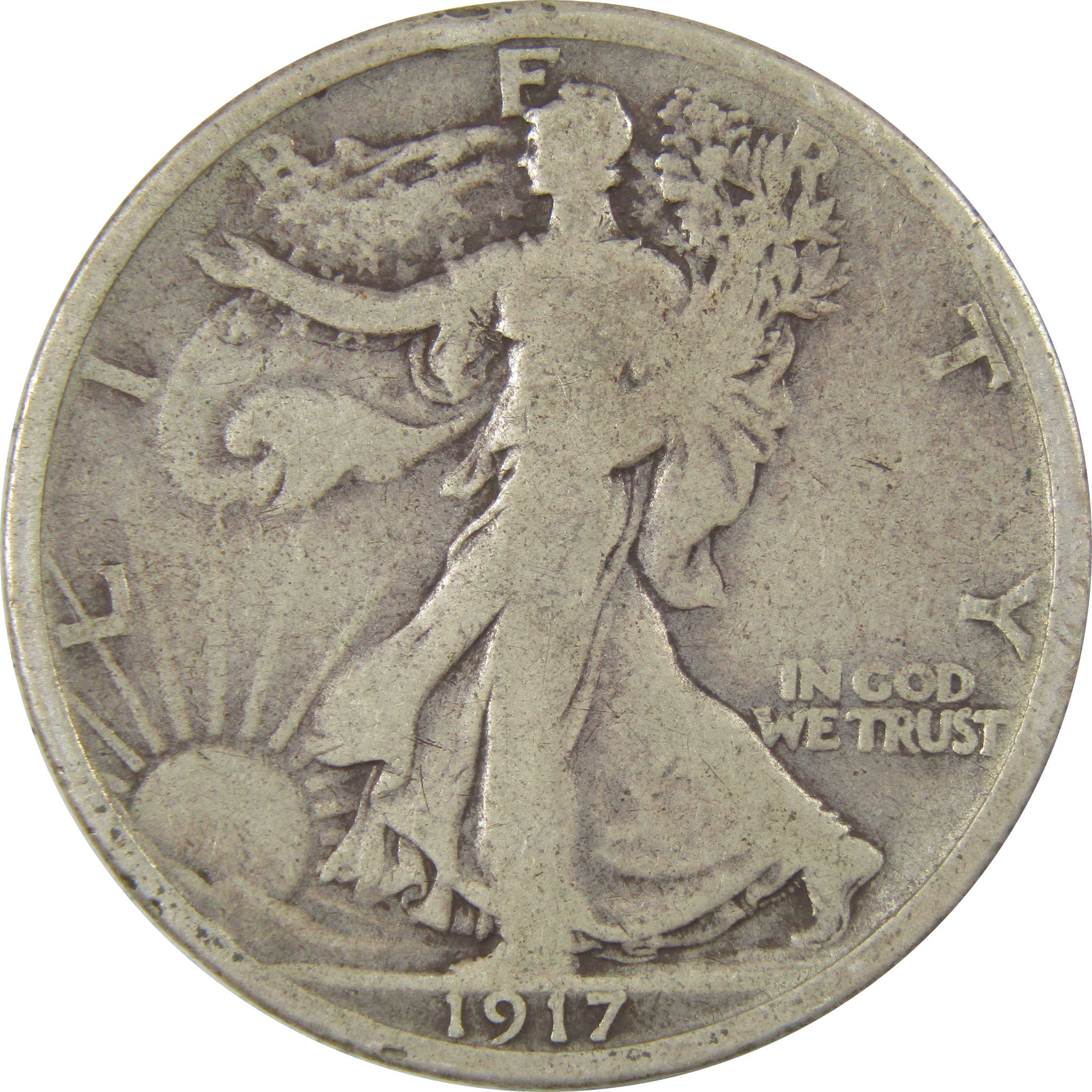 1917 D Reverse Liberty Walking Silver 50c VG Very Good SKU:I24135