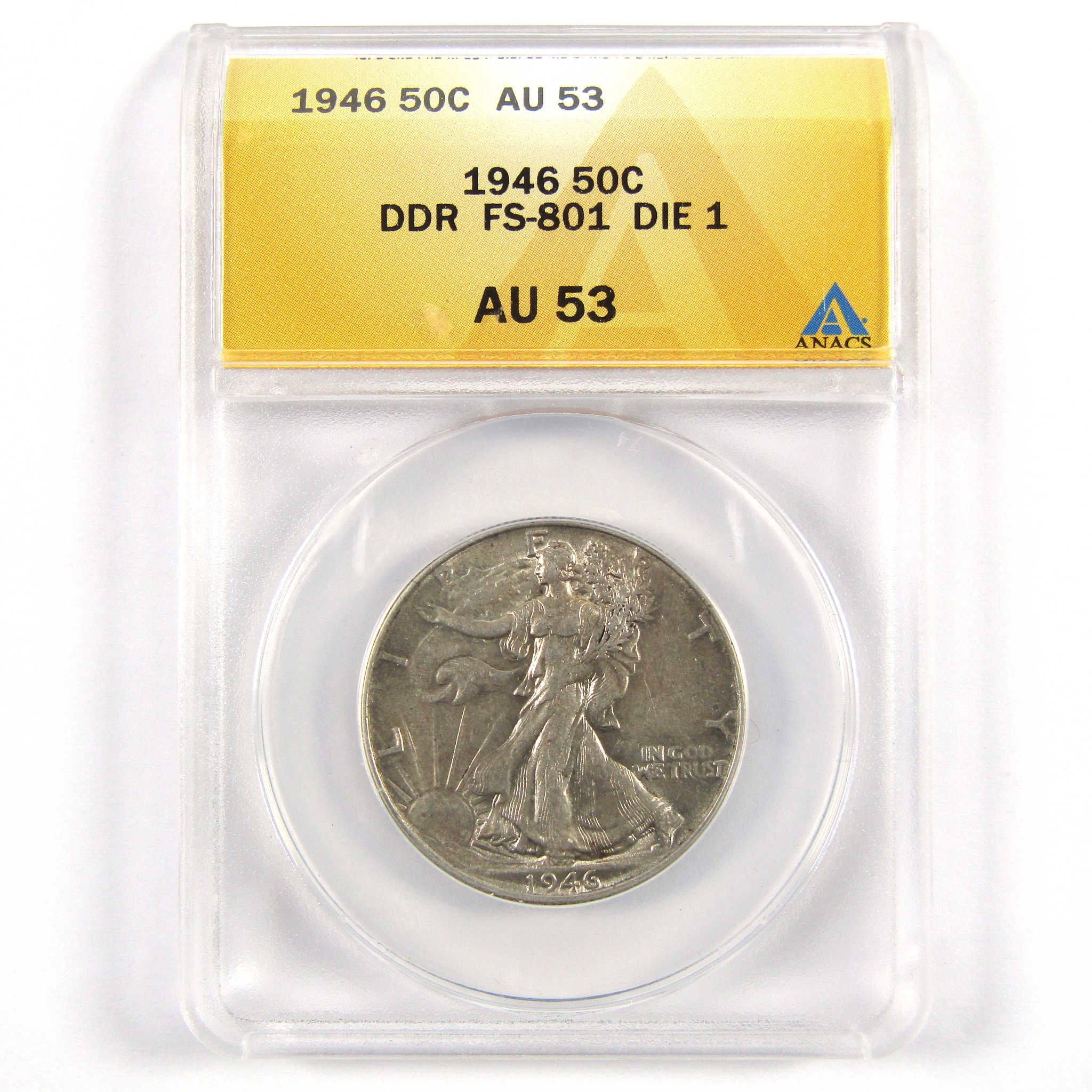 1946 Liberty Walking Half Dollar AU 53 ANACS 90% Silver SKU:CPC5104