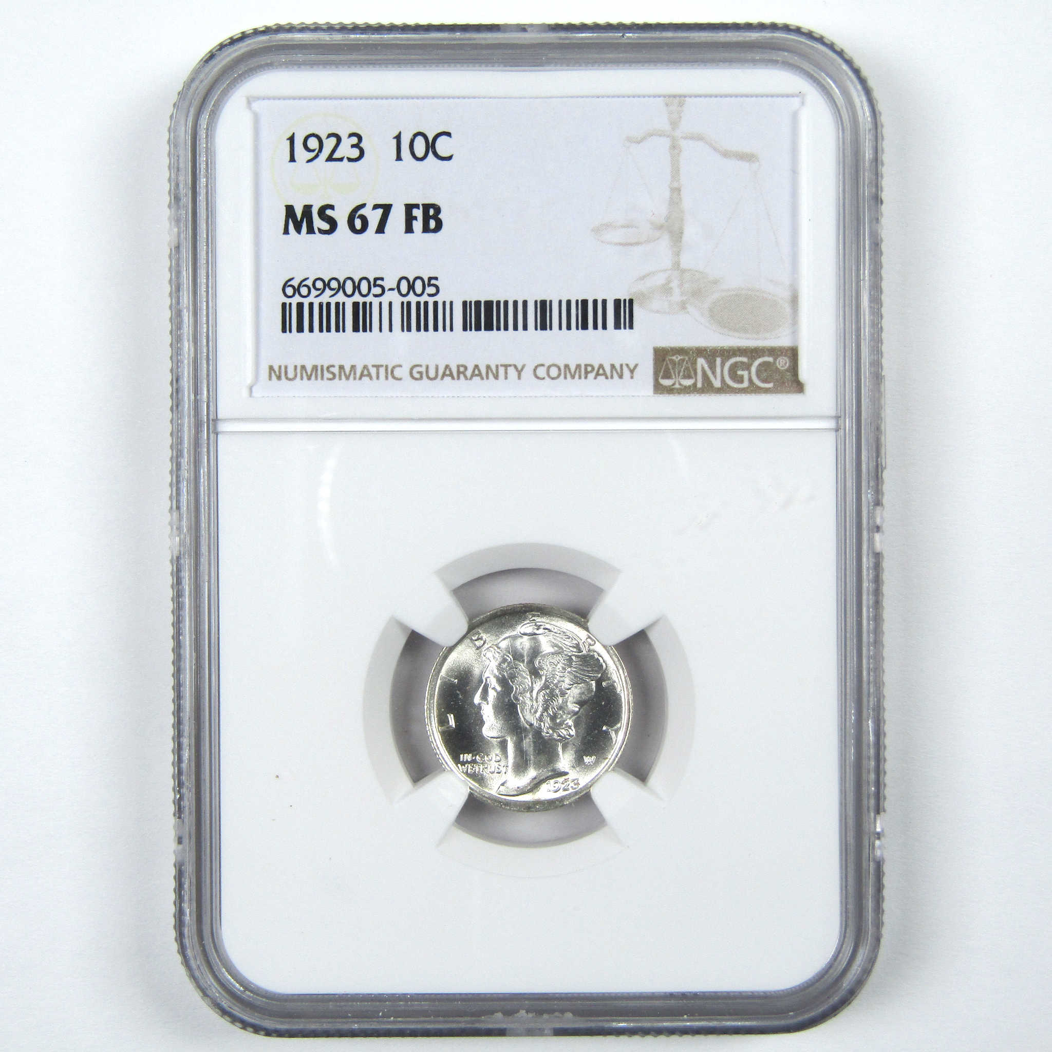 1923 Mercury Dime MS 67 FB NGC Silver 10c Uncirculated Coin SKU:I15068