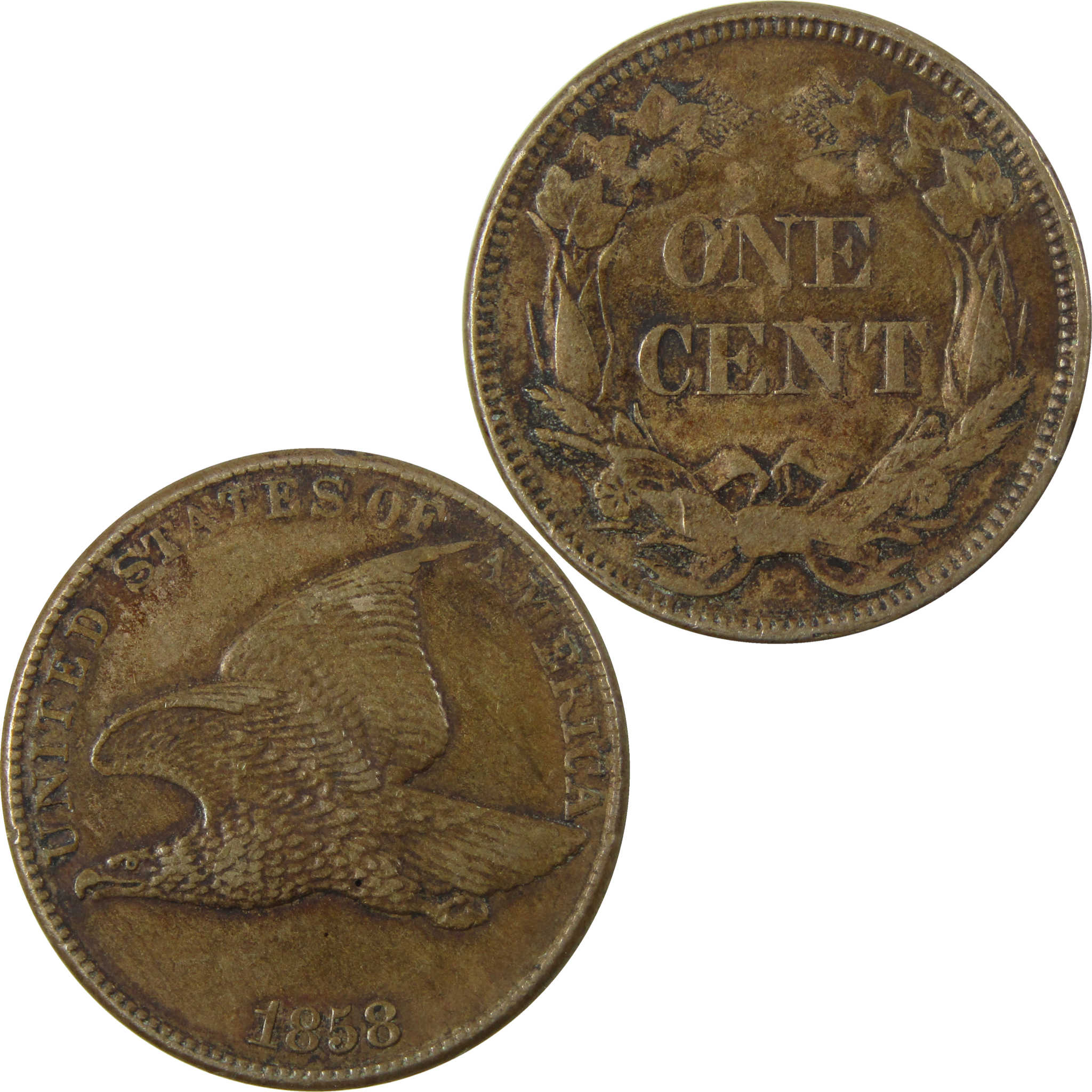 1858 Large Letters Flying Eagle Cent AU About Uncirculated SKU:I28488