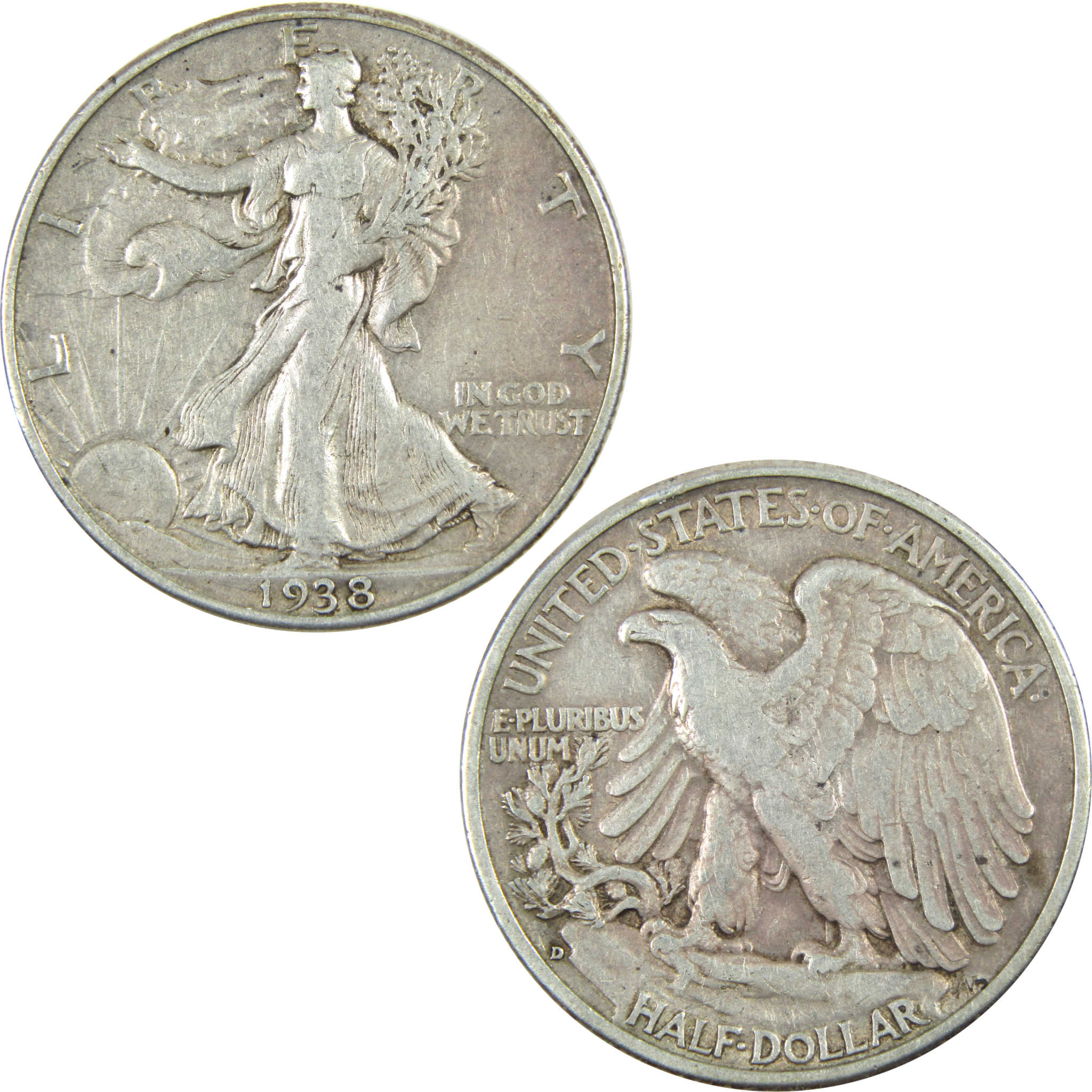 1938 D Liberty Walking Half AU About Uncirculated Silver SKU:I14548