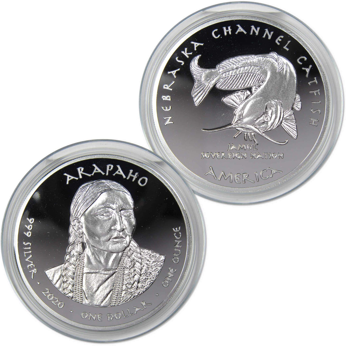 2020 Native American Jamul Arapaho Nebraska Channel Catfish 1oz Silver