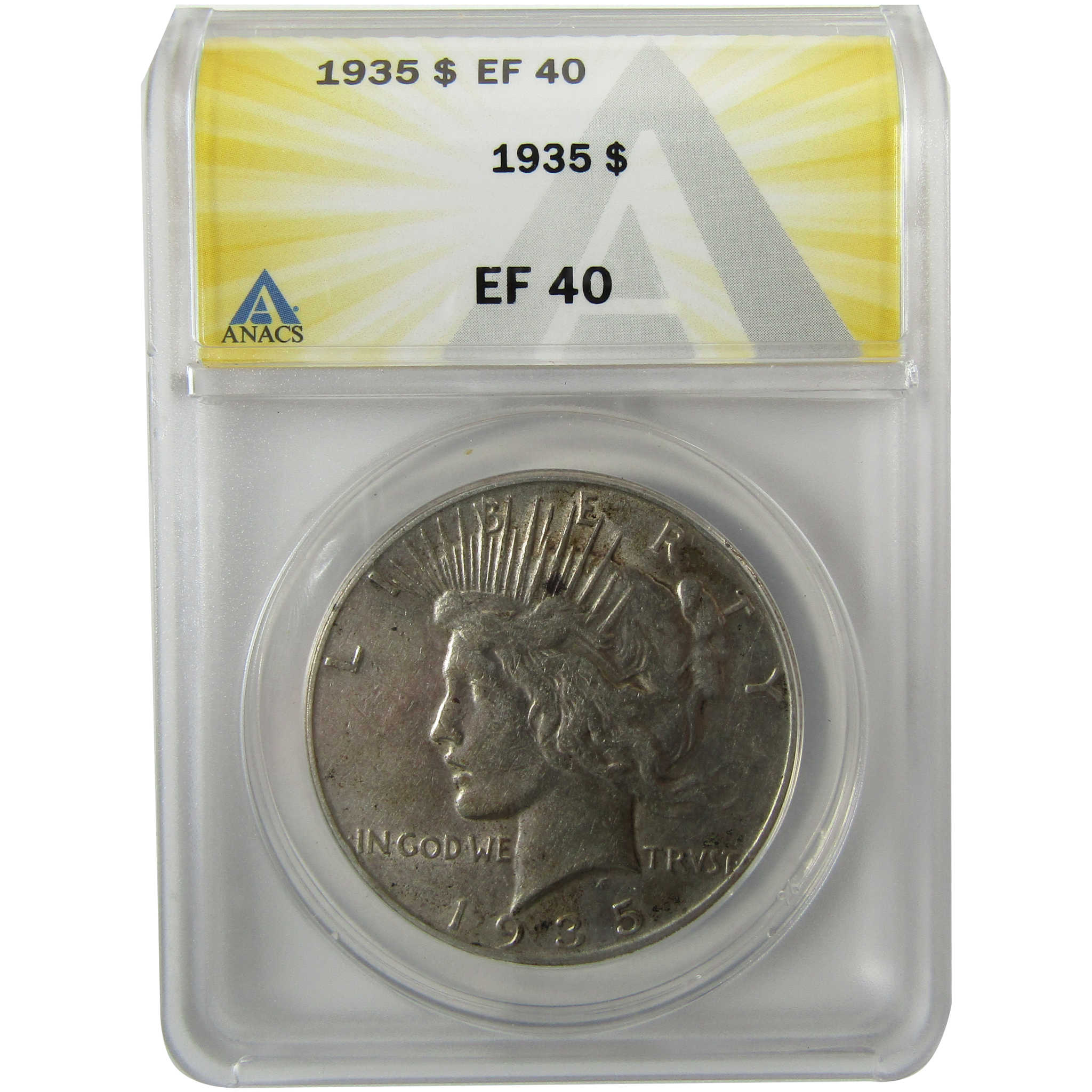 1935 Peace Silver Dollar EF 40 ANACS $1 Coin Collectible SKU:I28475