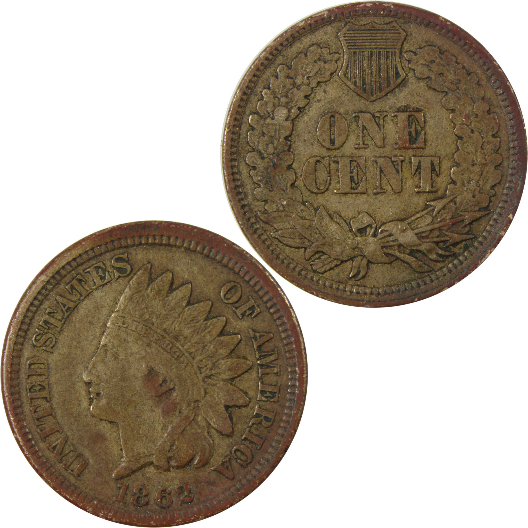 1862 Indian Head Cent VF Very Fine Details Penny 1c Coin SKU:CP1188