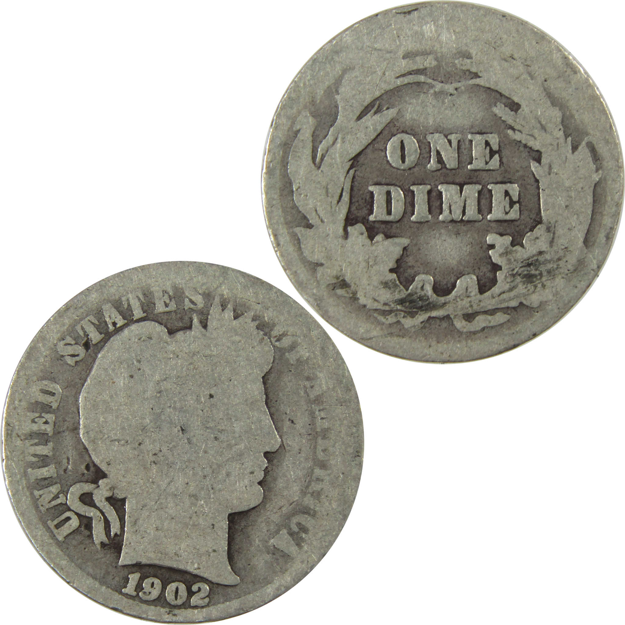 1902 Barber Silver Dime AG About Good 10c Coin Collectible SKU:CP722