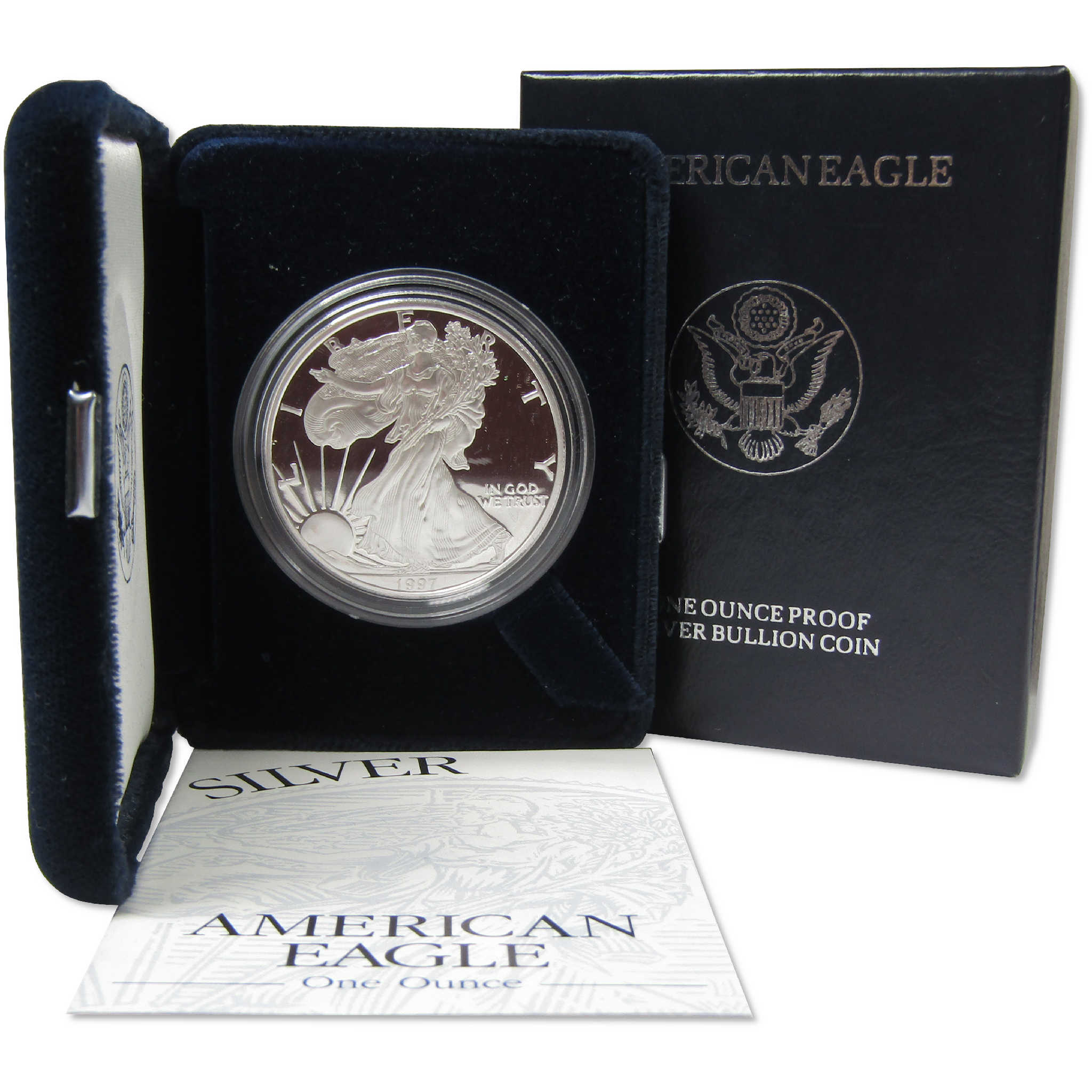 1997 P American Silver Eagle Bullion Proof $1 Coin Collectible OGP COA