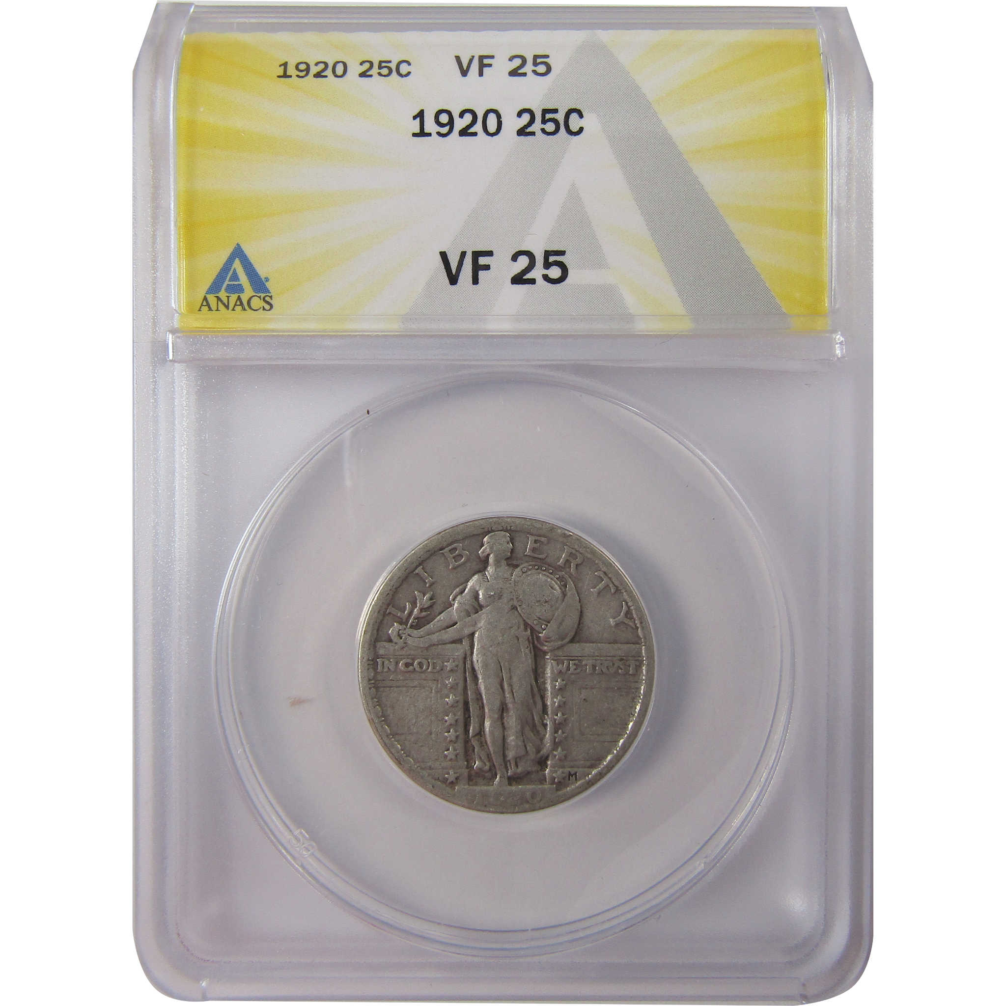 1920 Standing Liberty Silver Quarter VF 25 ANACS 25c Coin SKU:I25604