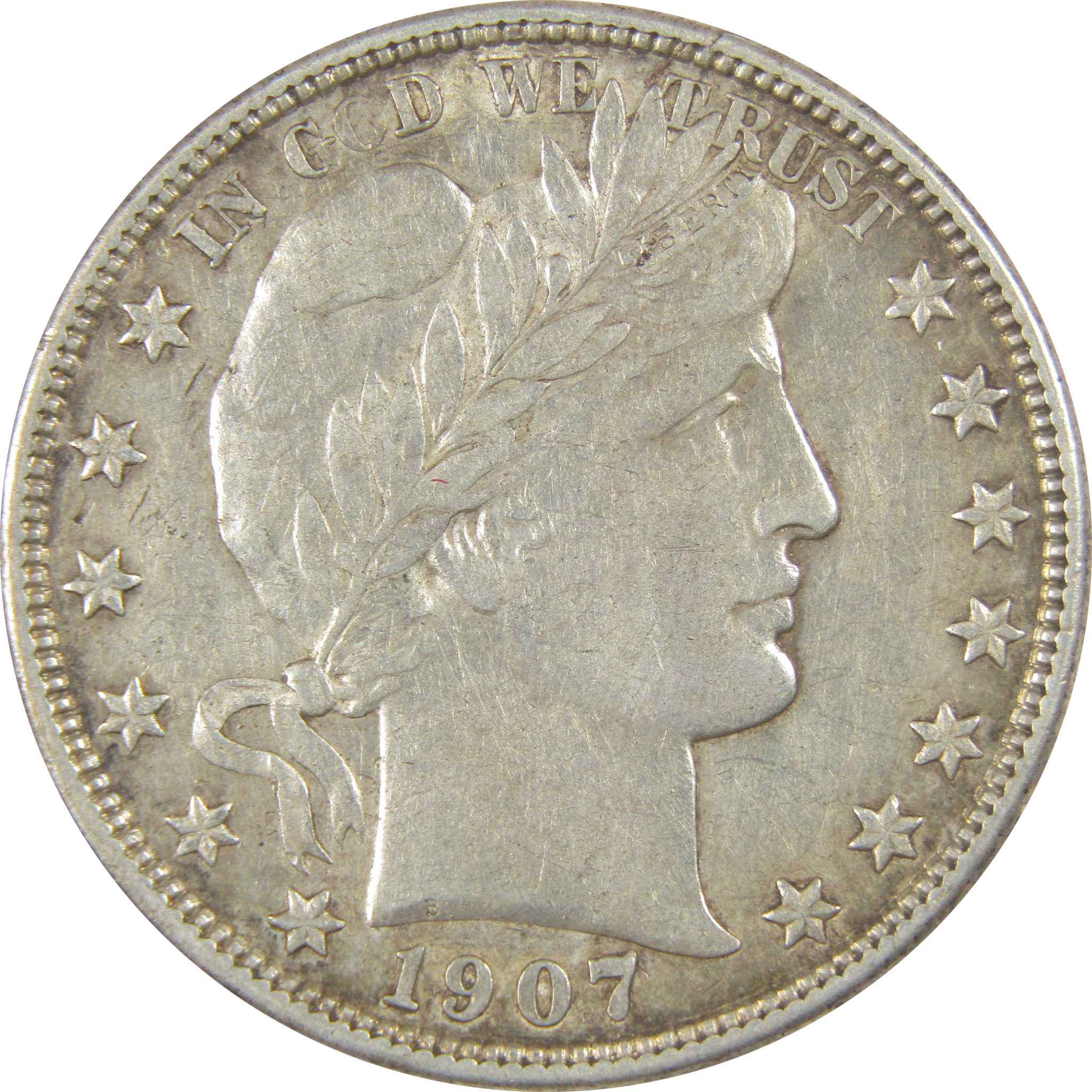 1907 O Barber Half Dollar About Uncirculated Details Silver SKU:I23410