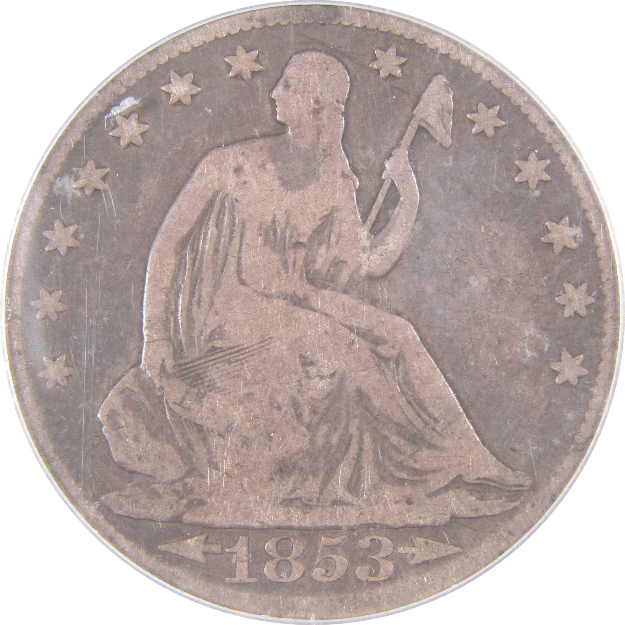 1853 Seated Liberty Half Dollar VG 8 ICG Silver 50c Coin SKU:I16828