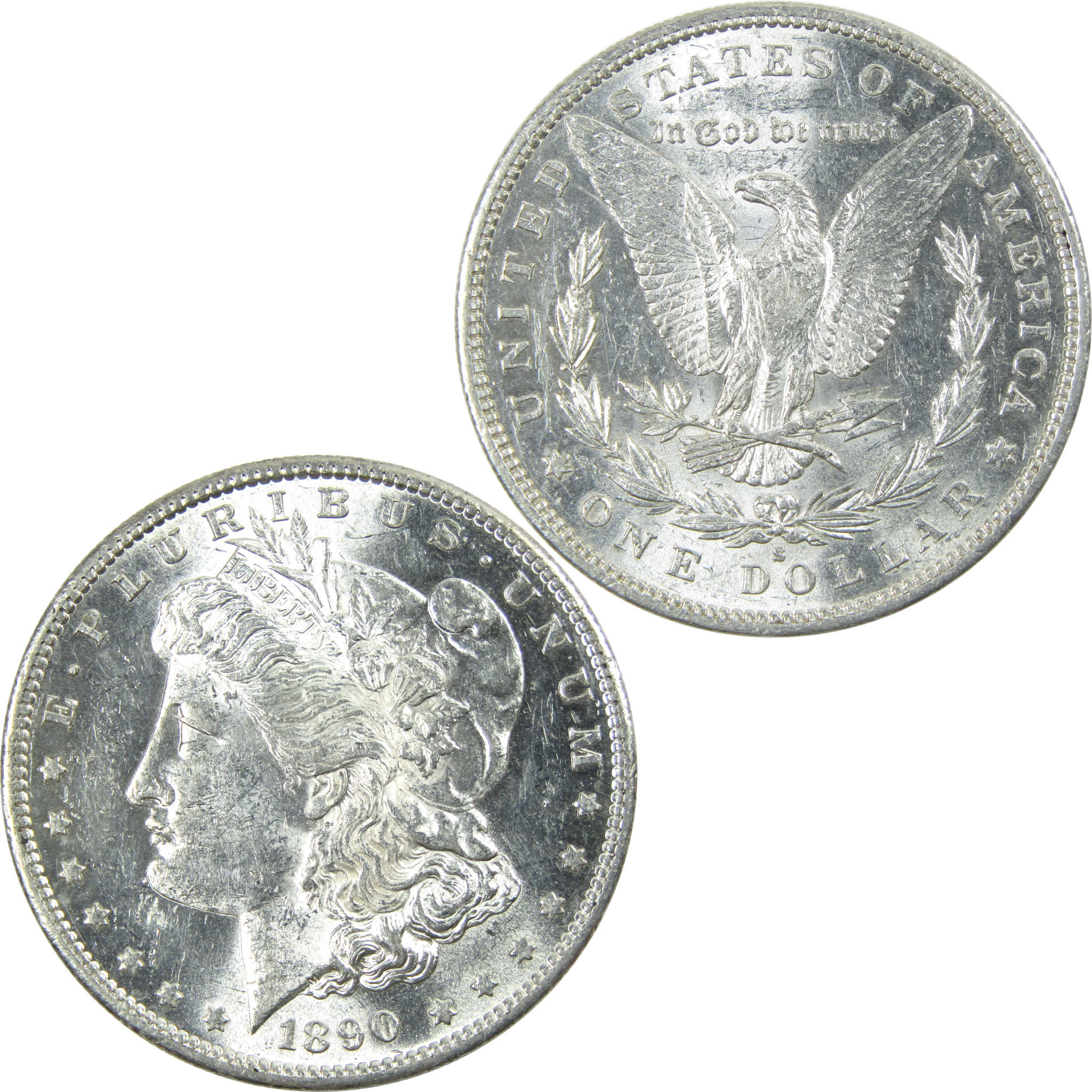 1890 S Morgan Dollar AU About Uncirculated Silver $1 Coin SKU:I13747 - Morgan coin - Morgan silver dollar - Morgan silver dollar for sale - Profile Coins &amp; Collectibles