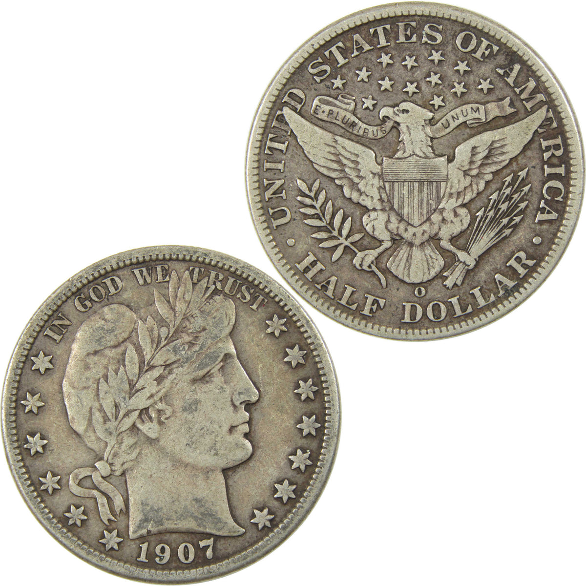 1907 O Barber Silver Half Dollar F Fine 50c Coin Collectible