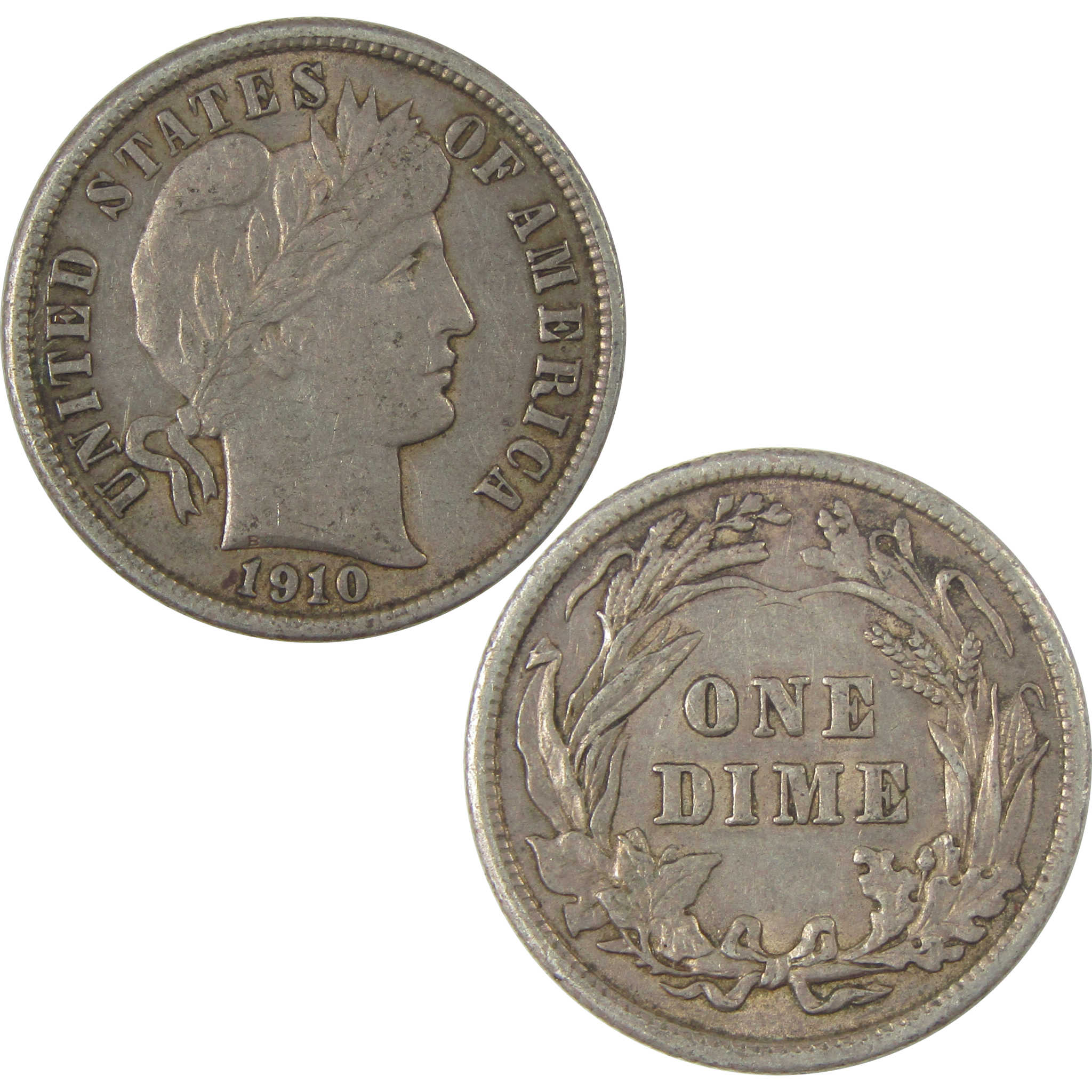 1910 Barber Dime AU About Uncirculated Silver 10c Coin SKU:I21103
