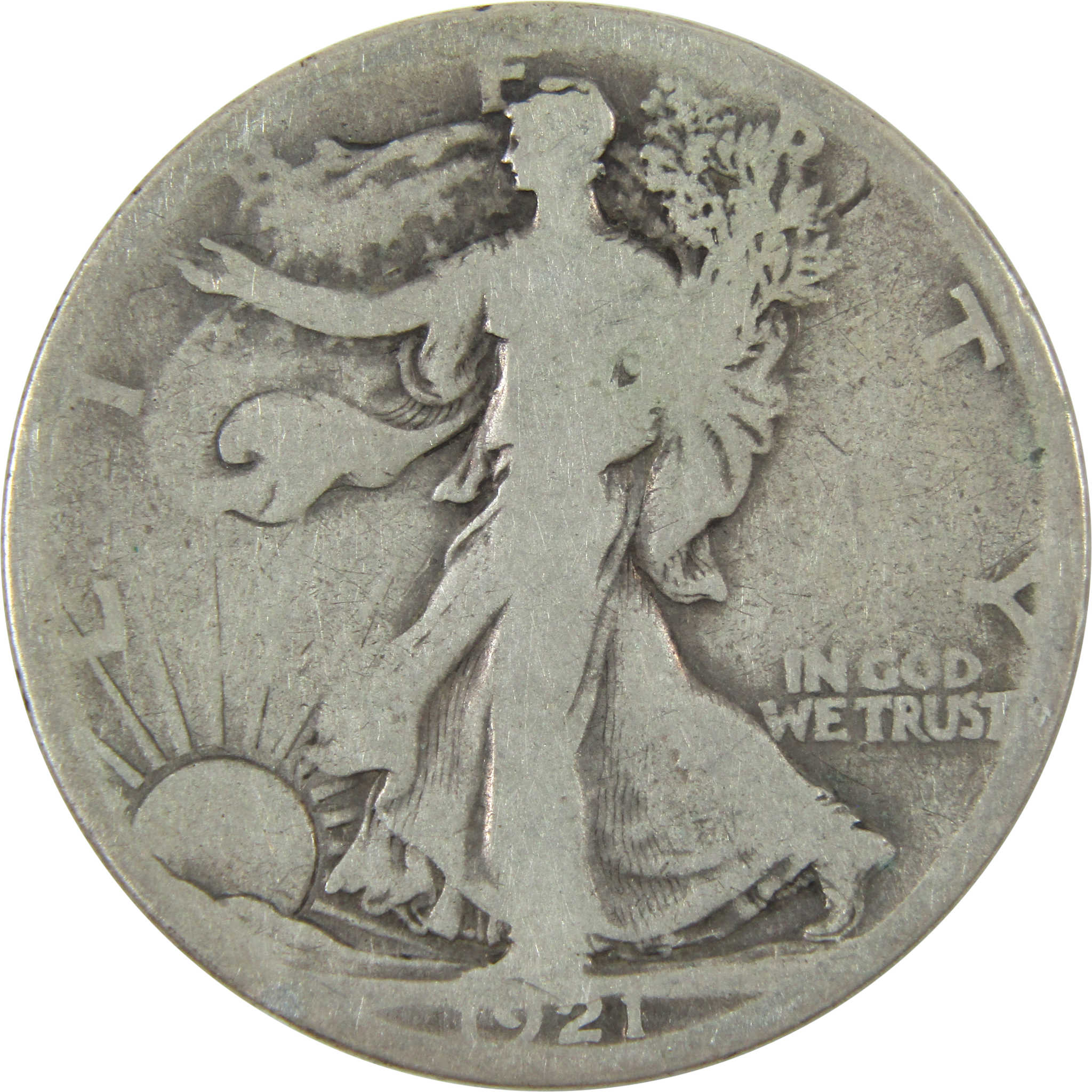 1921 S Liberty Walking Half Dollar G Good Silver 50c Coin SKU:I14912