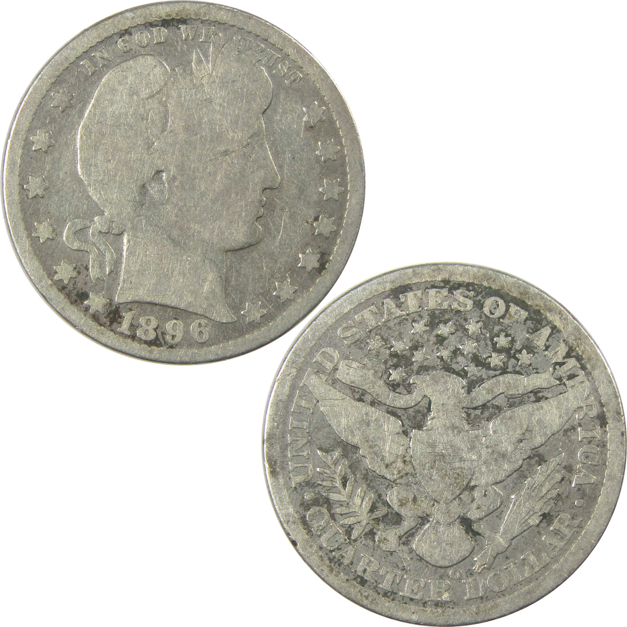 1896 O Barber Quarter G Good Details Silver 25c Coin SKU:I21853