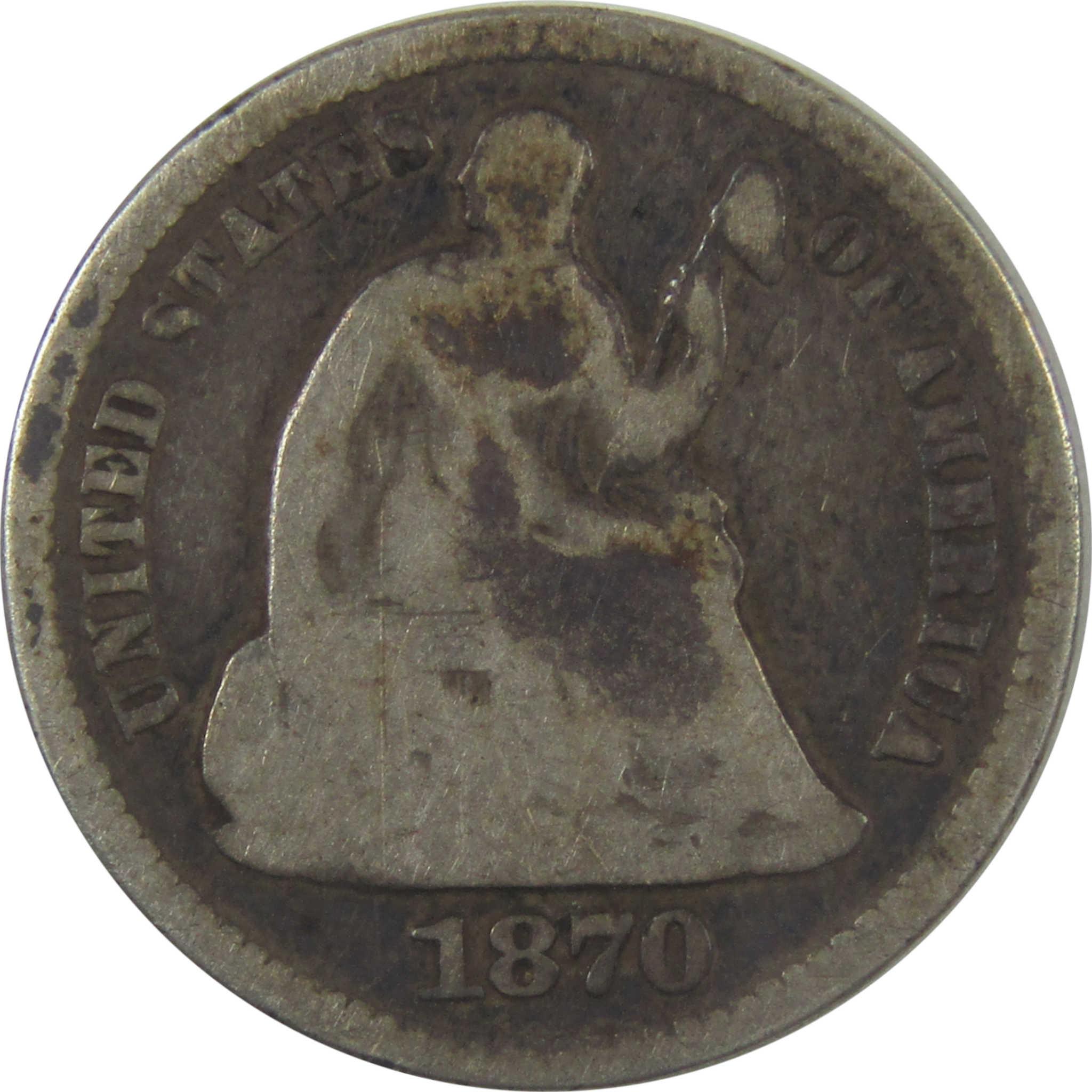 1870 Seated Liberty Silver Half Dime G Good 5c Coin SKU:I24673