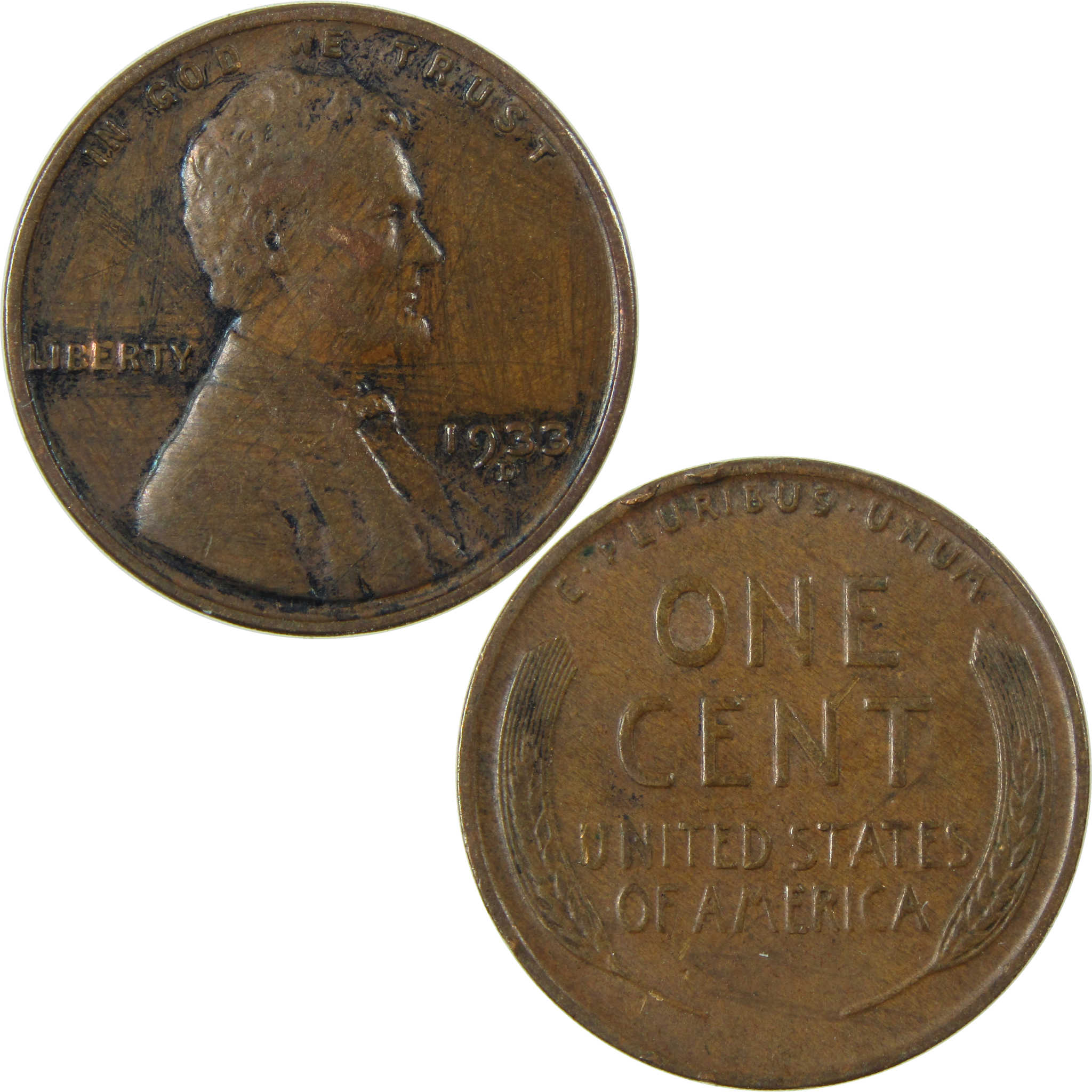 1933 D Lincoln Wheat Cent XF EF Extremely Fine Details SKU:I26871
