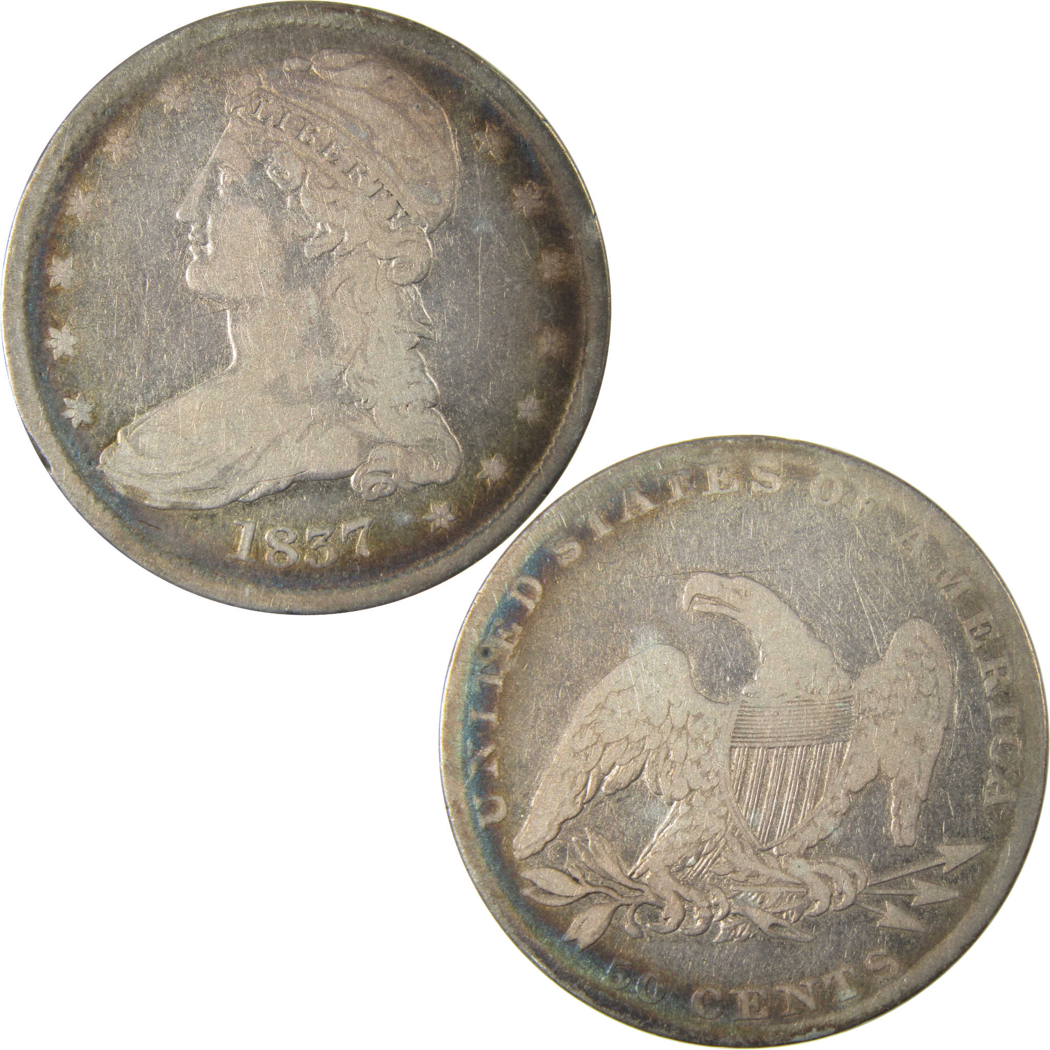 1837 Capped Bust Silver 50c VG Very Good Details SKU:CP1503