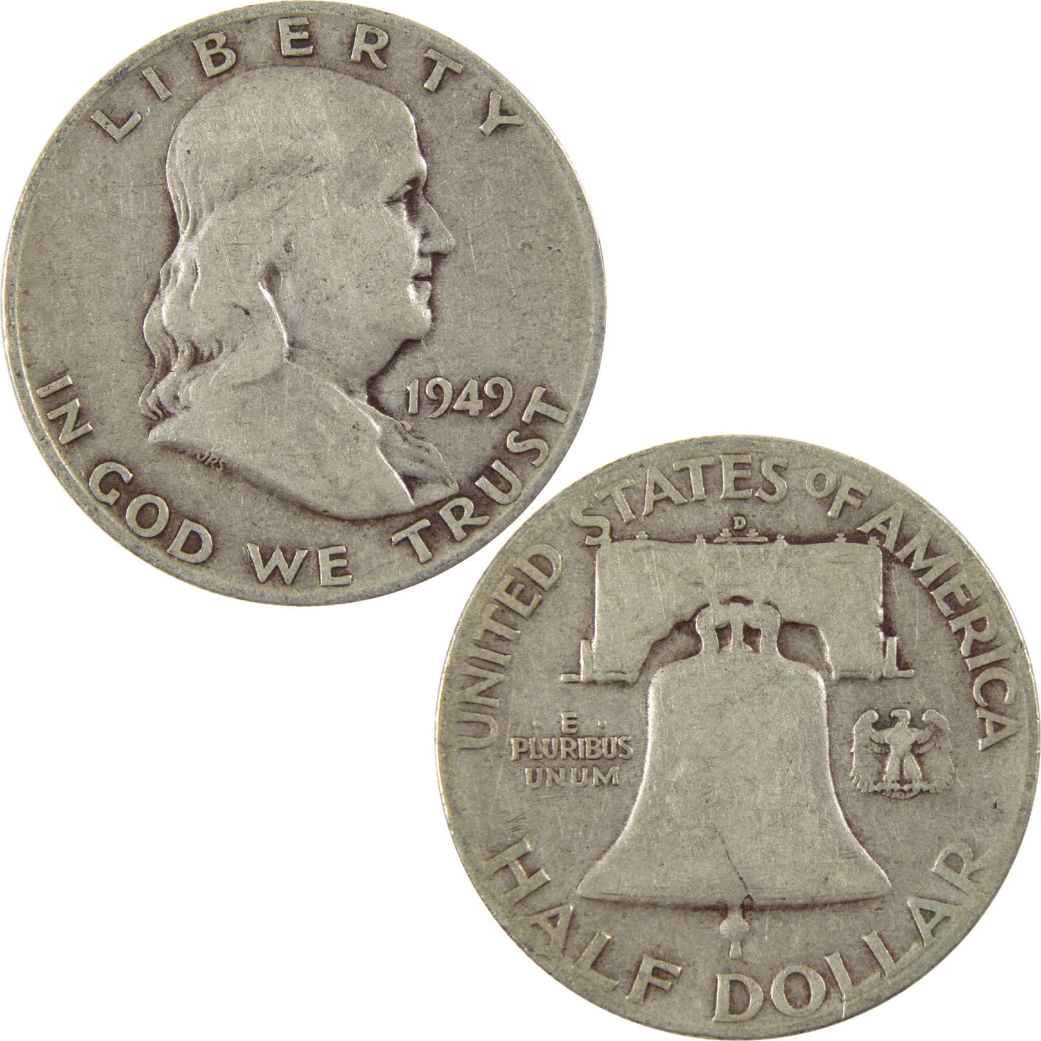 1949 D Franklin Half Dollar VG Very Good Silver 50c Coin
