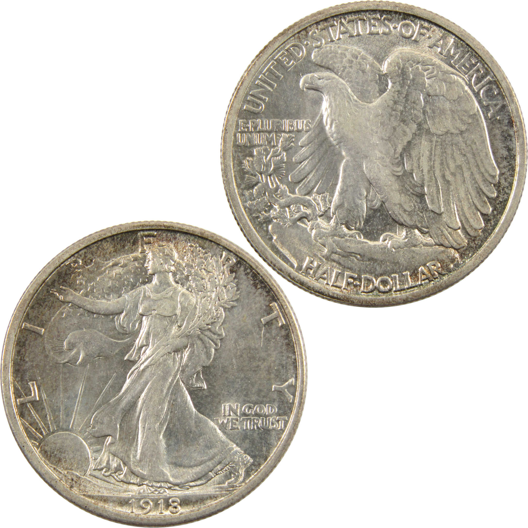 1918 Liberty Walking Half Dollar Borderline Unc 90% Silver SKU:I10253