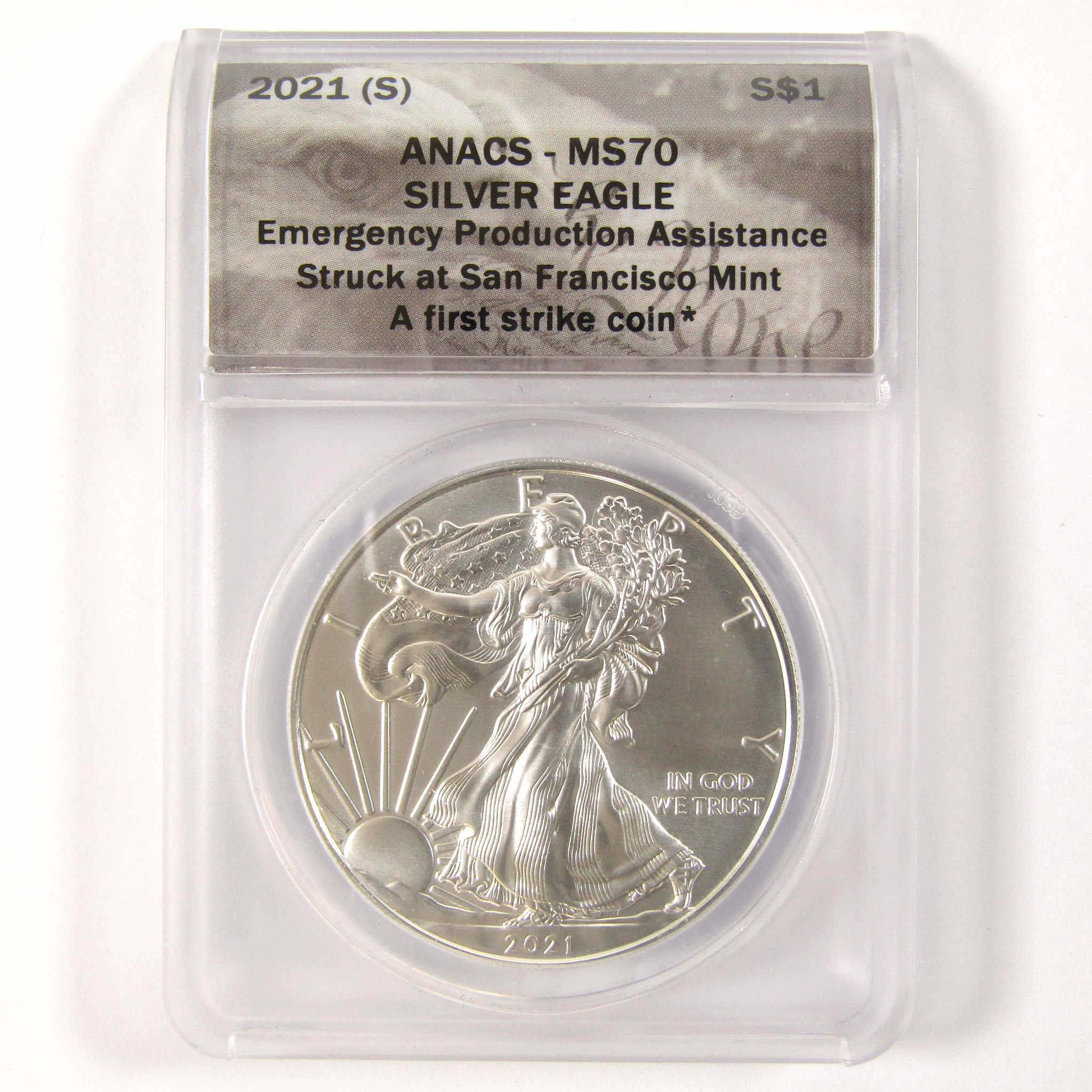 2021 (S) Type 1 American Silver Eagle MS 70 ANACS $1 SKU:CPC3492