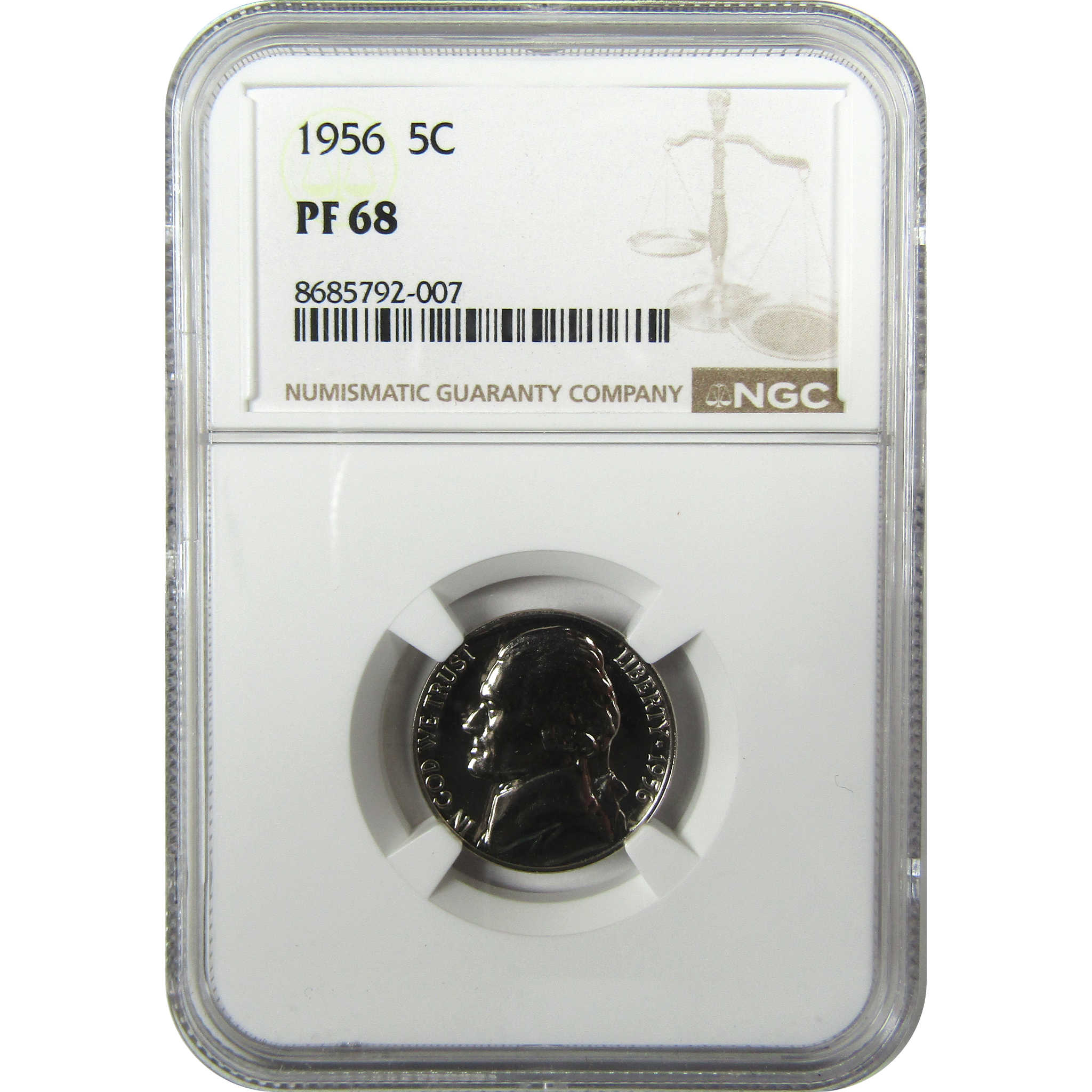 1956 Jefferson Nickel PF 68 NGC Proof 5c Coin Collectible SKU:I27105