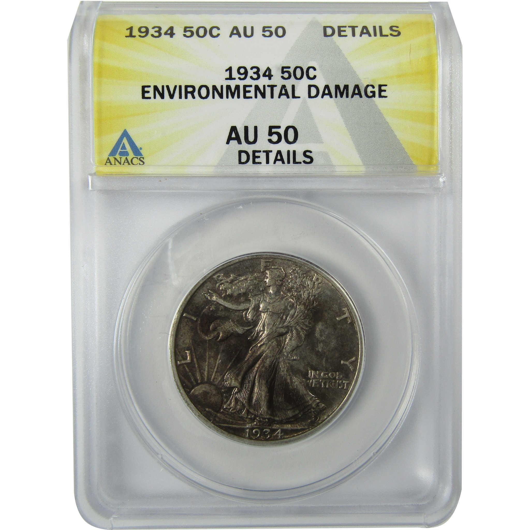1934 Liberty Walking Silver Half Dollar AU 50 Details ANACS SKU:CP559