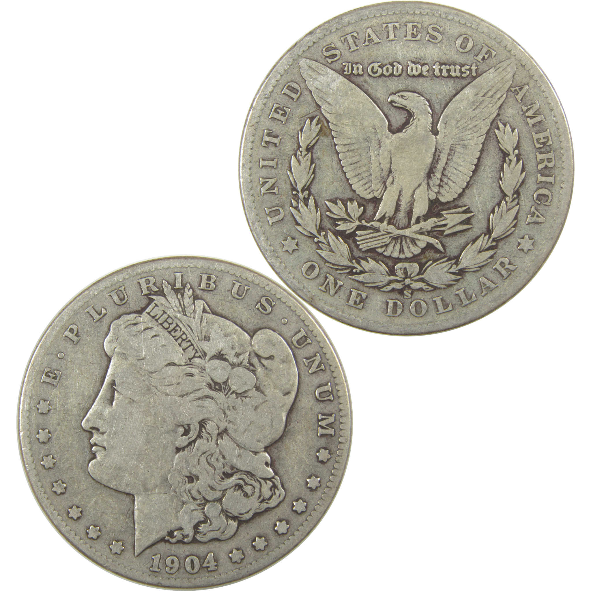 1904 S Morgan Dollar VG Very Good Silver $1 Coin SKU:I22436 - Morgan coin - Morgan silver dollar - Morgan silver dollar for sale - Profile Coins &amp; Collectibles