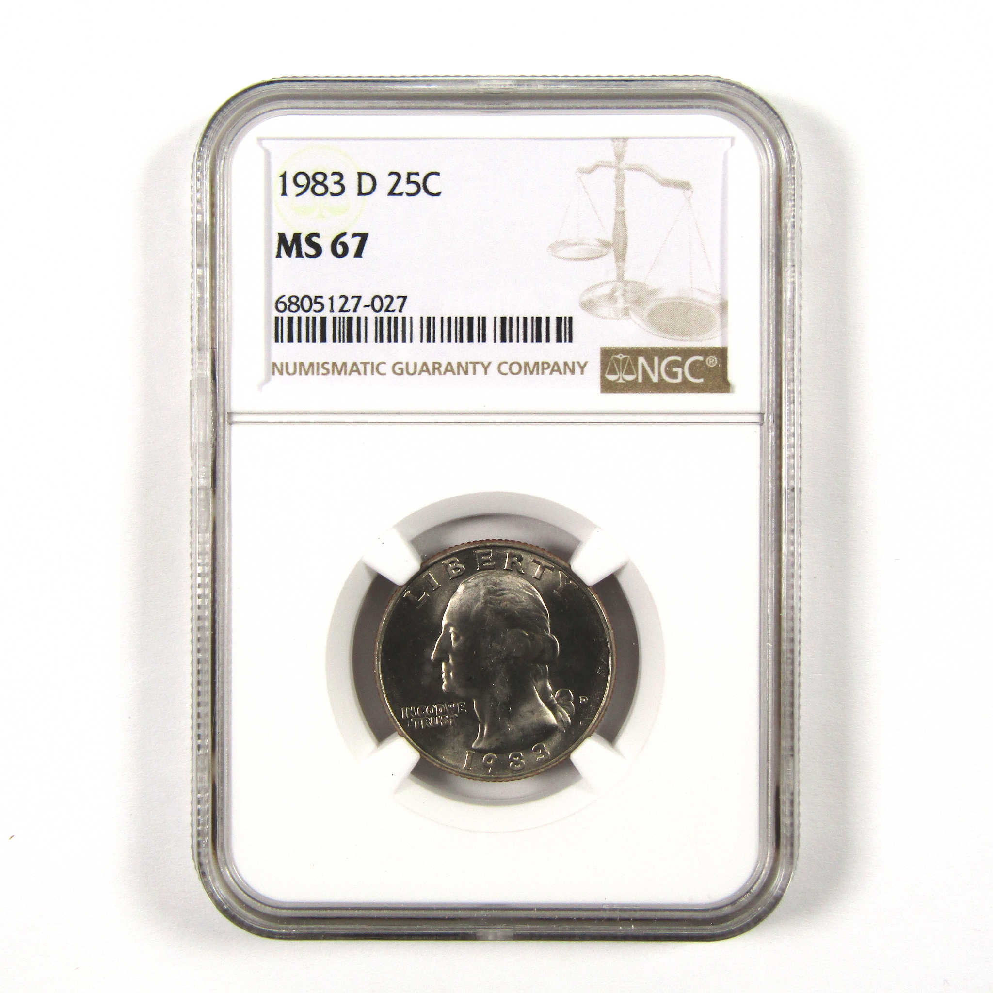 1983 D Washington Quarter MS 67 NGC Clad 25c Uncirculated SKU:I9571