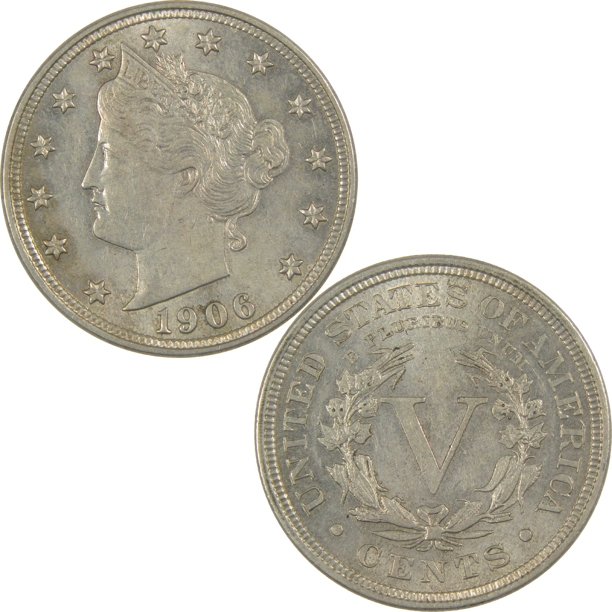 1906 Liberty Head V Nickel AU About Uncirculated 5c Coin