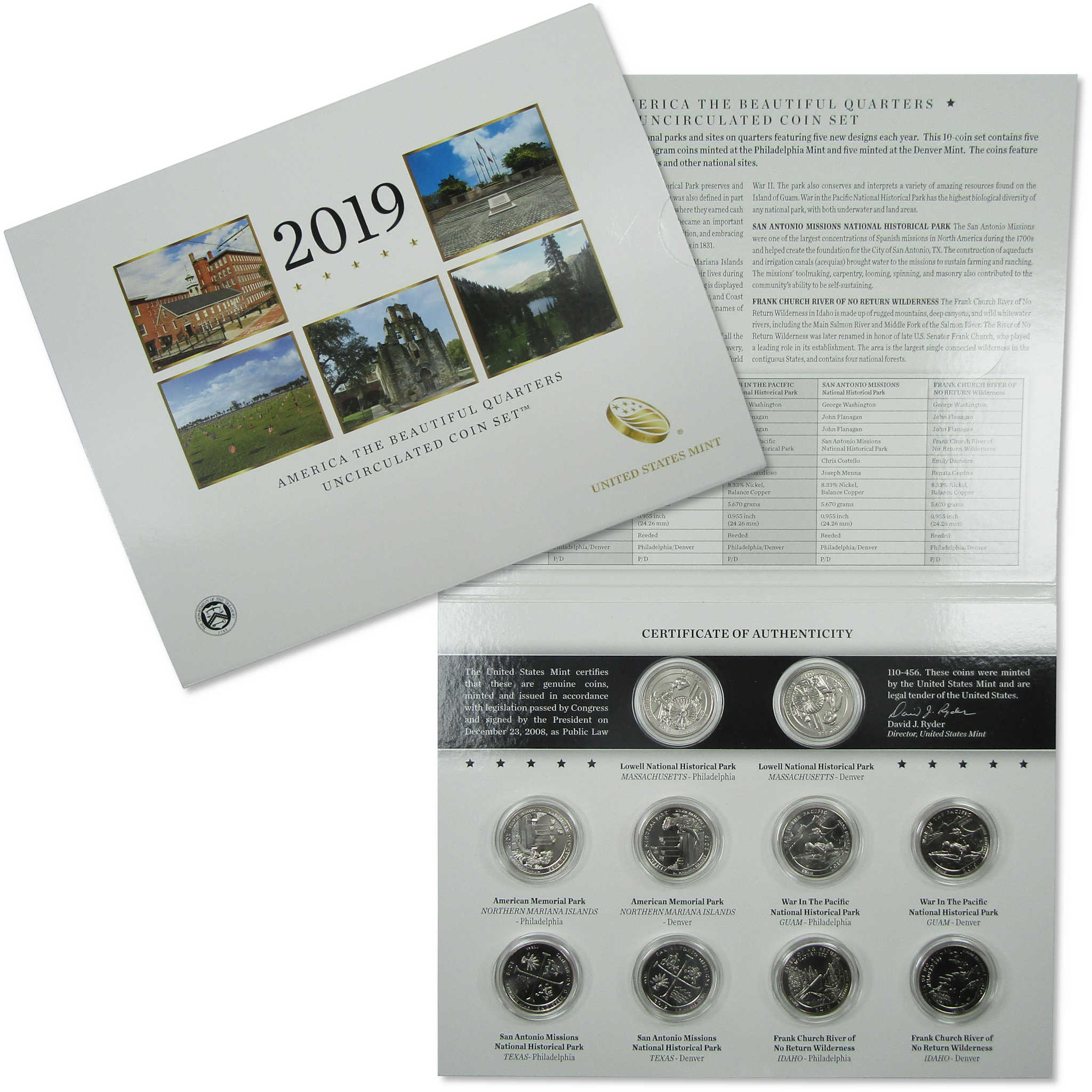 2019 America the Beautiful Quarters Uncirculated Coin Set SKU:CPC8522