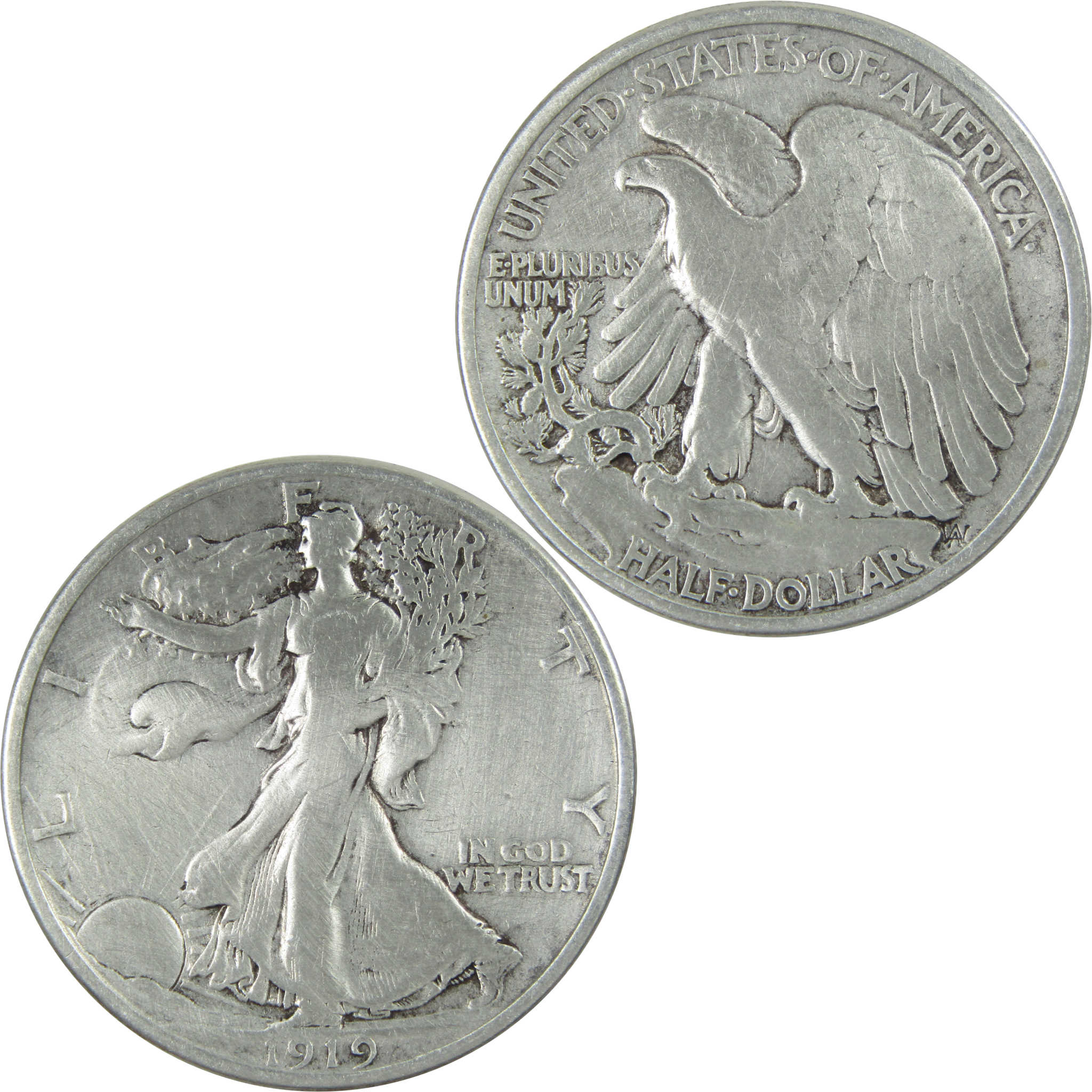 1919 Liberty Walking Half Dollar F Details Silver 50c SKU:I13714
