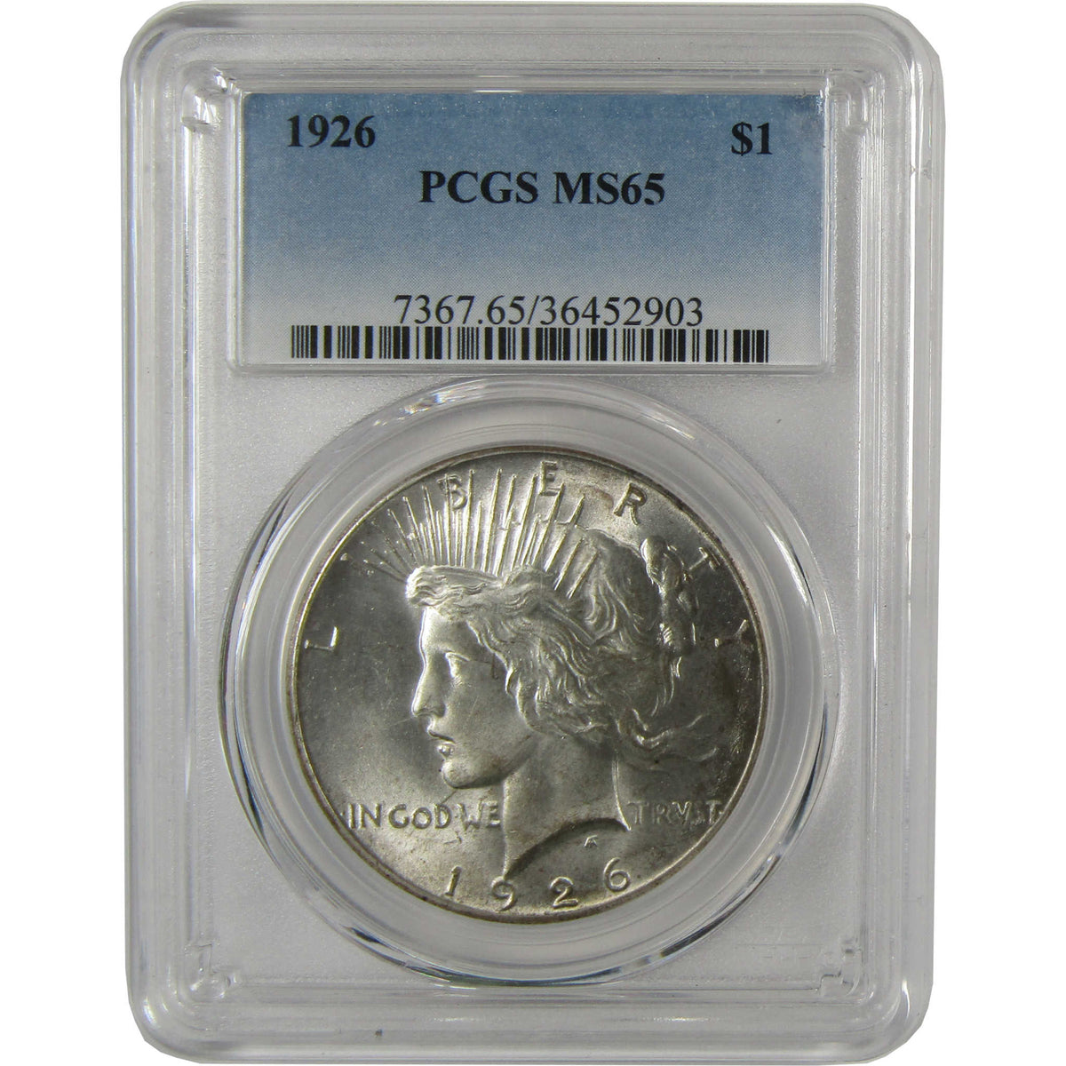1926 Peace Silver Dollar MS 65 PCGS Uncirculated $1 Coin Collectible