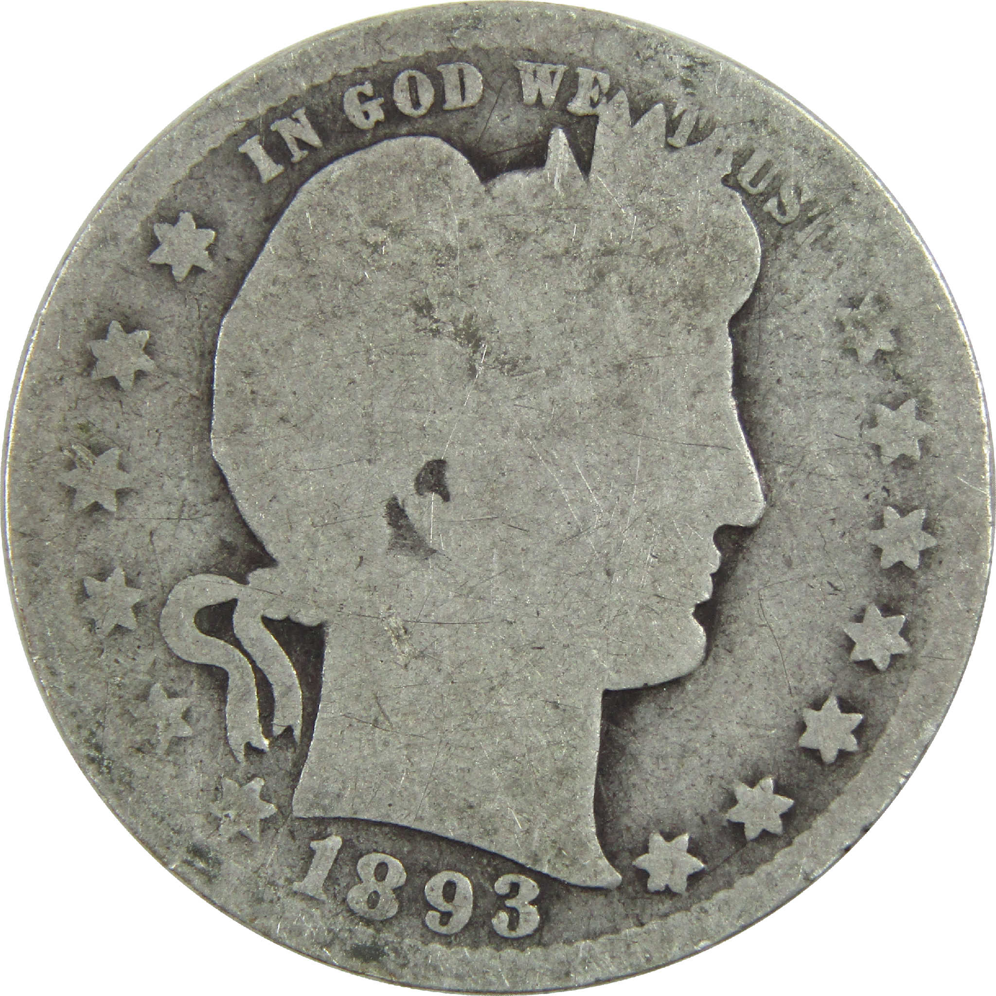 1893 O Barber Quarter AG About Good Silver 25c Coin SKU:I13209