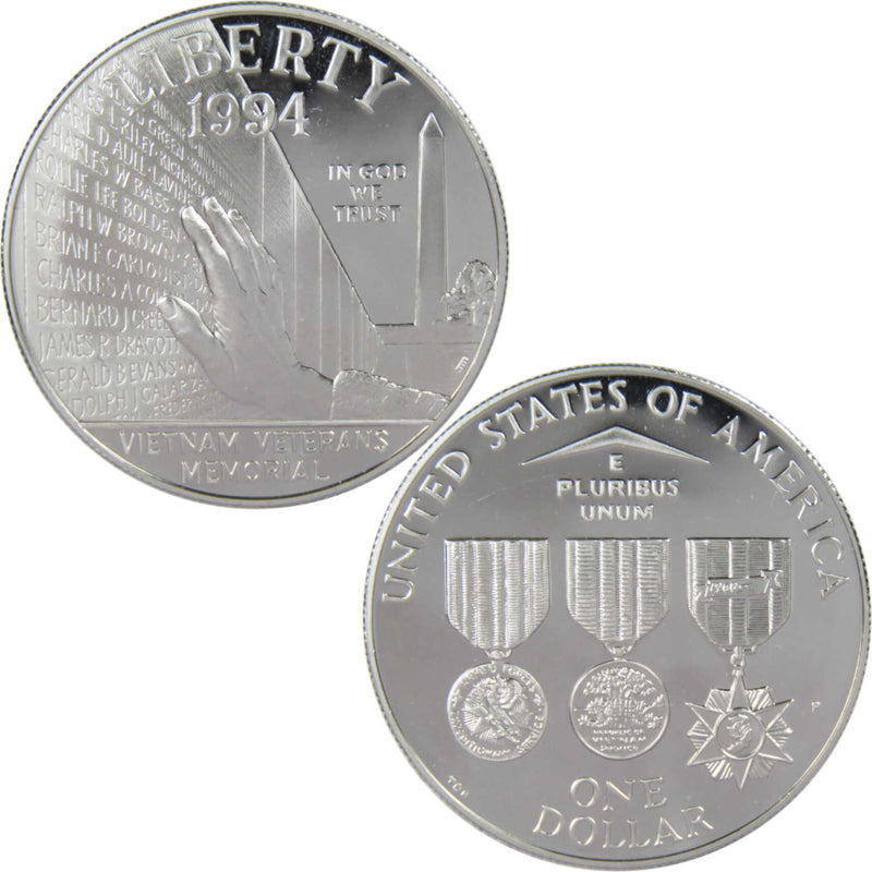 Vietnam Veterans Commemorative 1994 P 90% Silver Dollar Proof $1 Coin - US Commemorative Coins - Profile Coins &amp; Collectibles