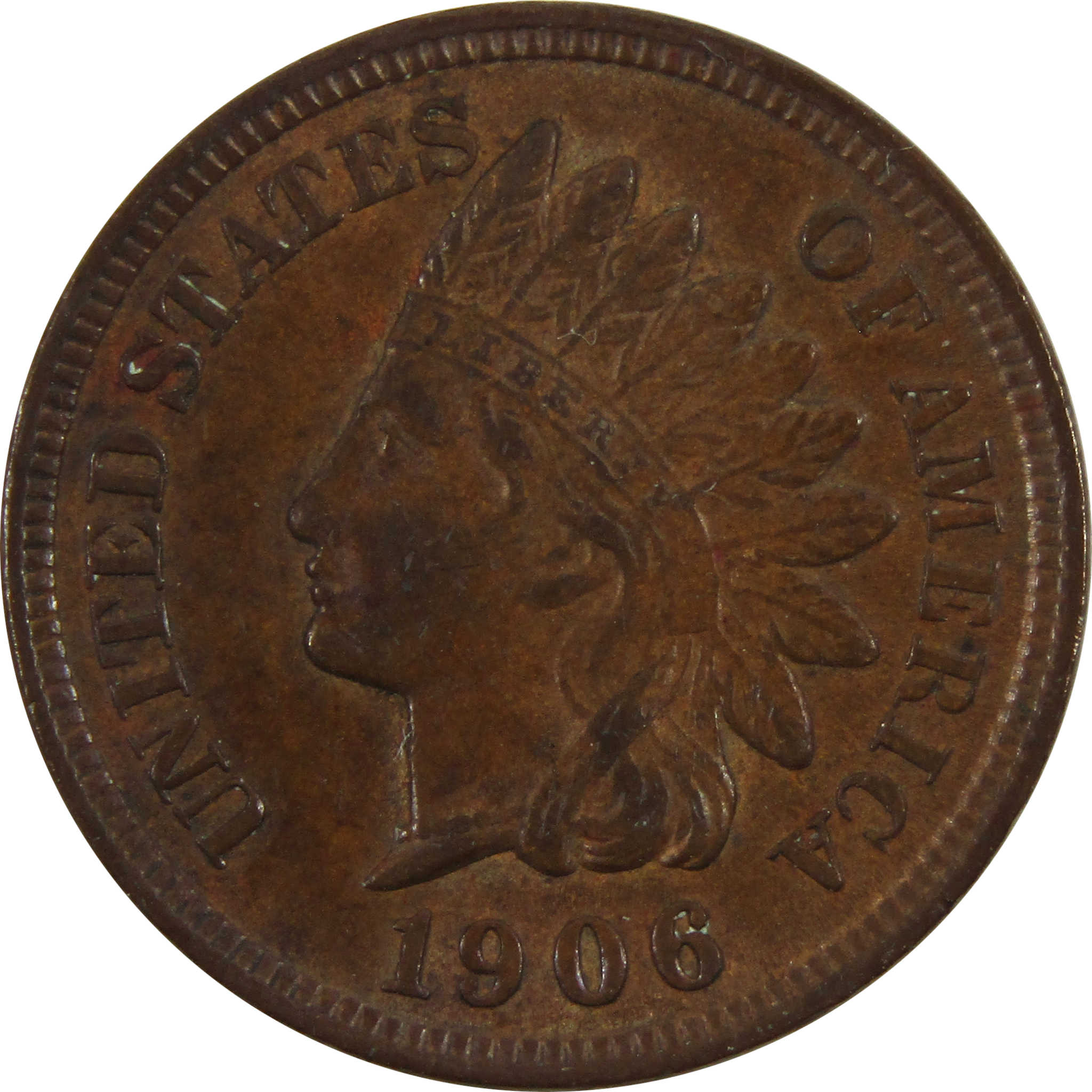 1906 Indian Head Cent AU About Uncirculated Penny 1c Coin SKU:I7685
