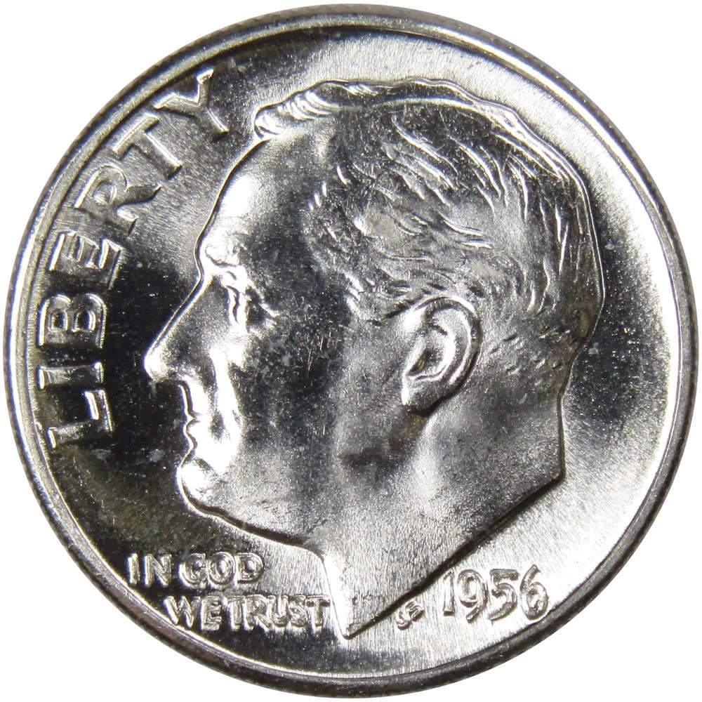 1956 Roosevelt Dime BU Uncirculated Mint State 90% Silver 10c US Coin