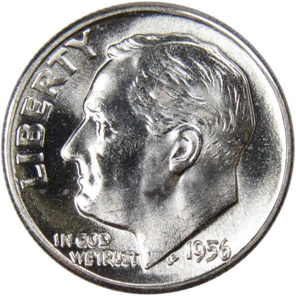 1956 Roosevelt Dime BU Uncirculated Mint State 90% Silver 10c US Coin - Roosevelt coin - Profile Coins &amp; Collectibles