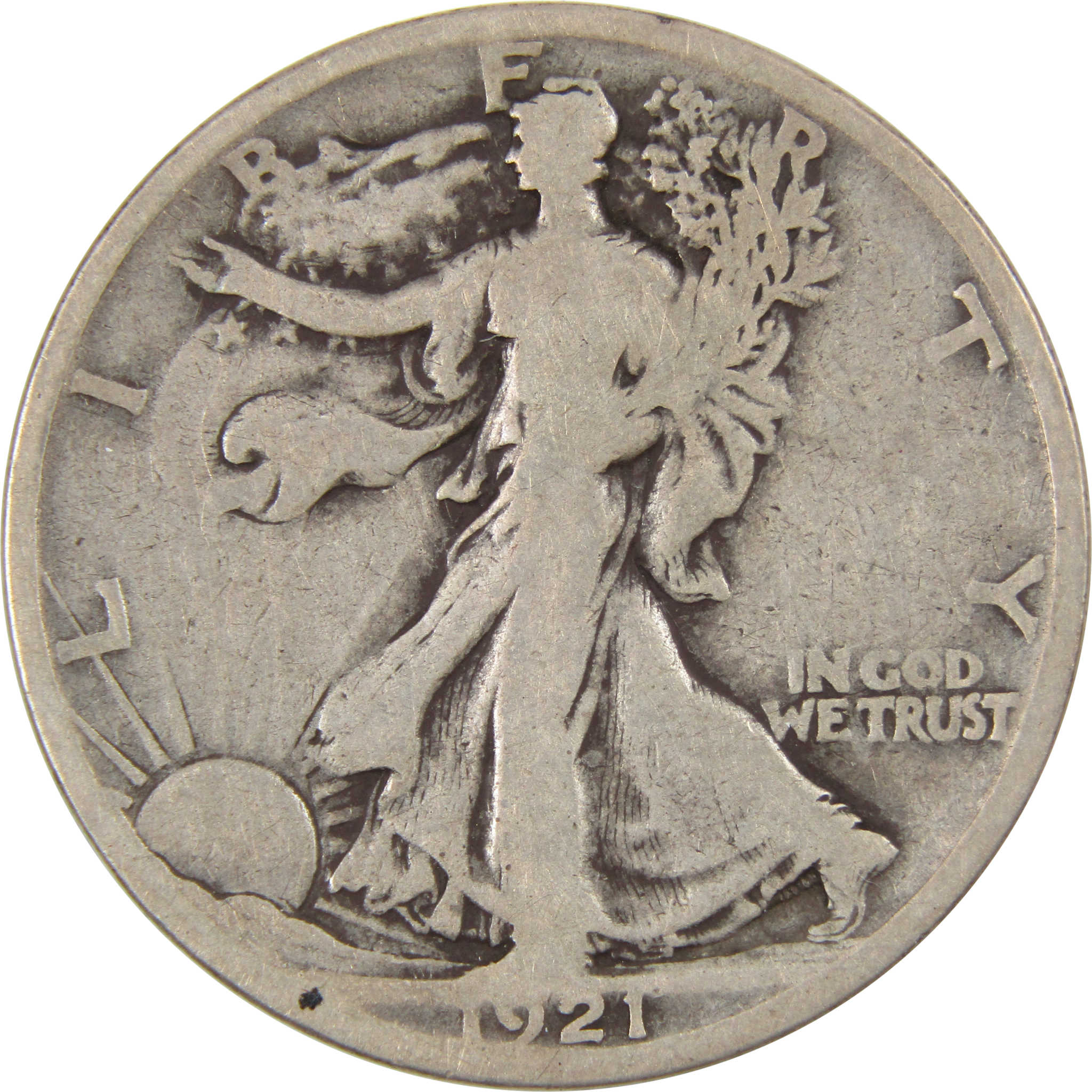 1921 D Liberty Walking Half Dollar VG Very Good Silver 50c SKU:I4031