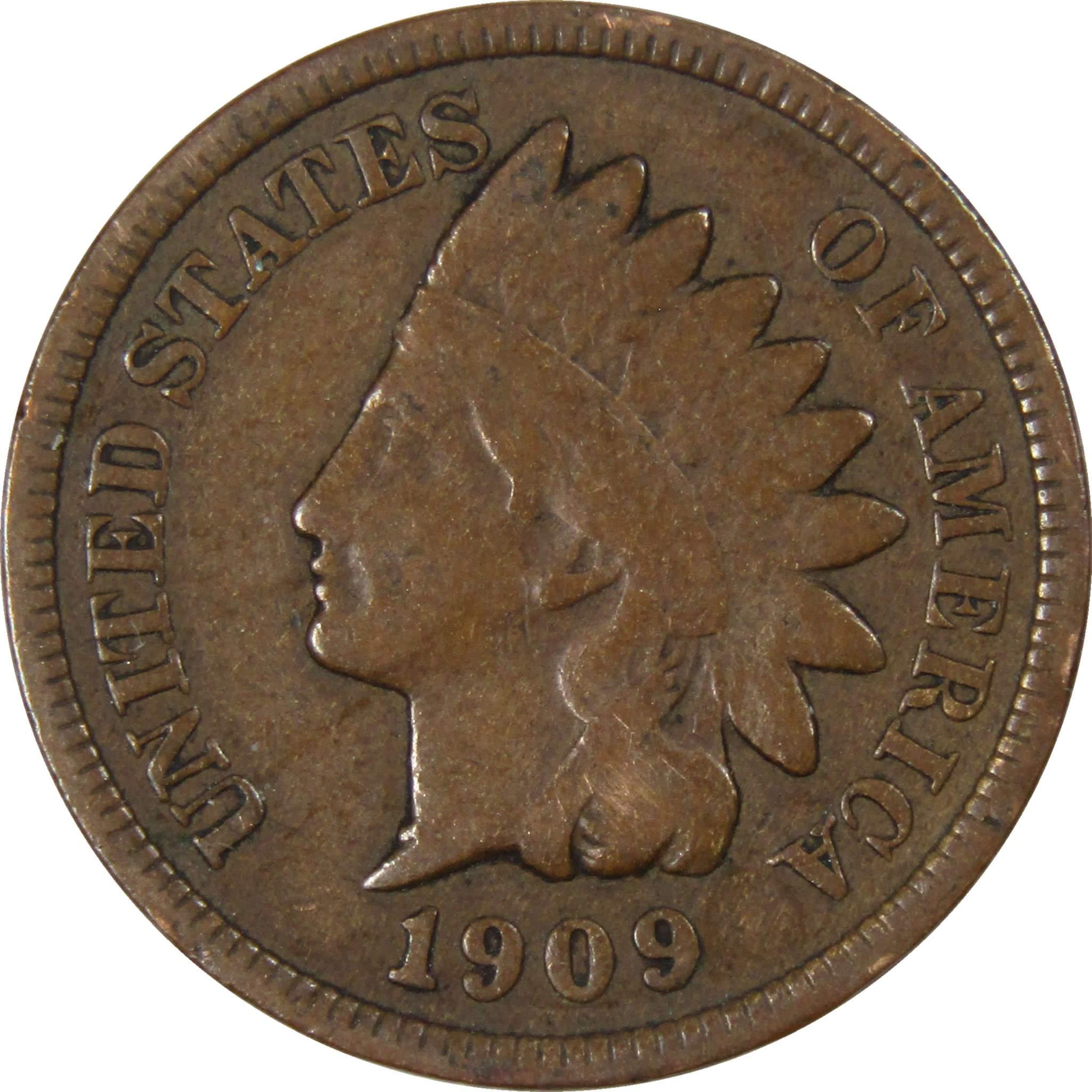 1909 Indian Head Cent VG Very Good Bronze Penny 1c Coin Collectible