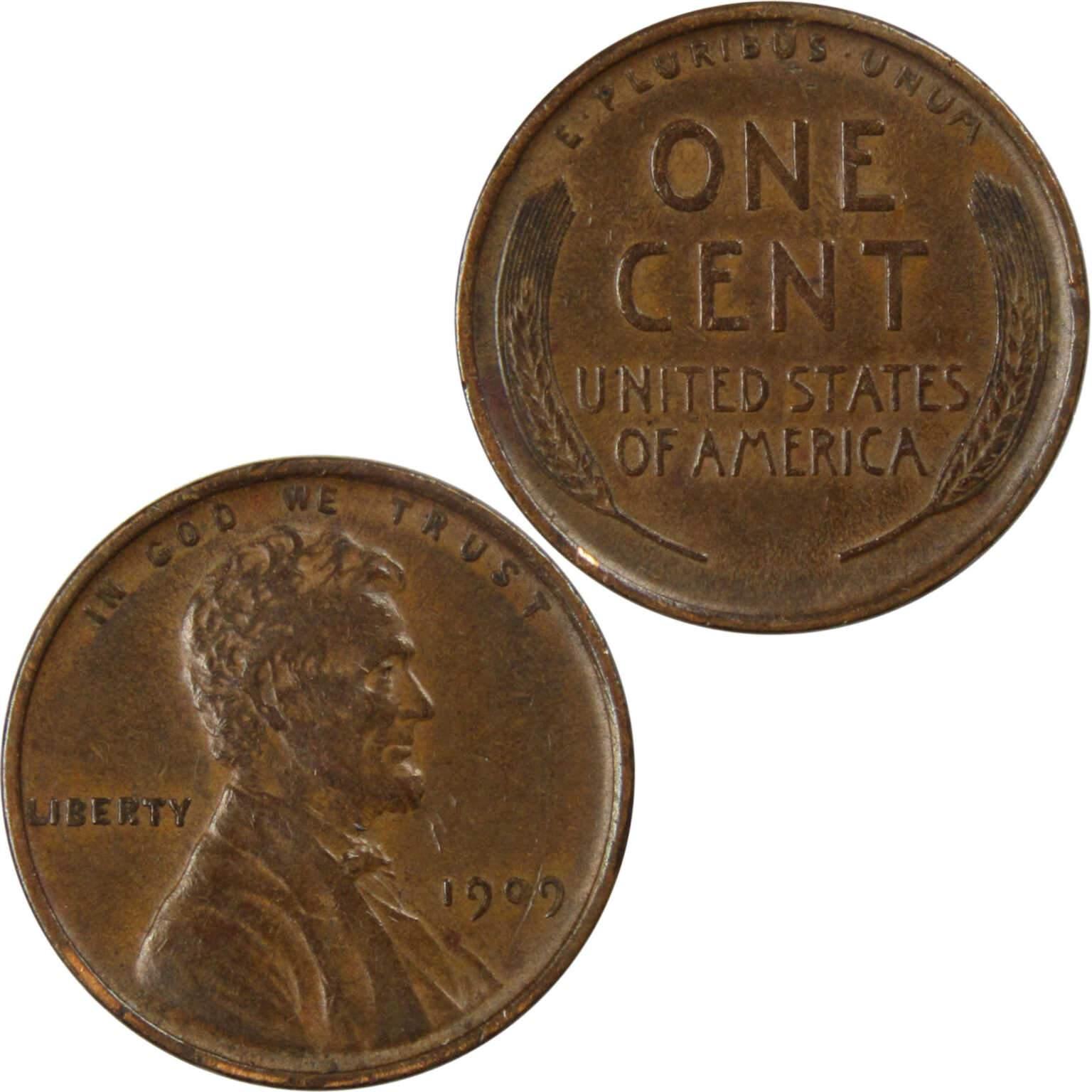 1909 Lincoln Wheat Cent XF EF Extremely Fine Bronze Penny 1c Coin Collectible