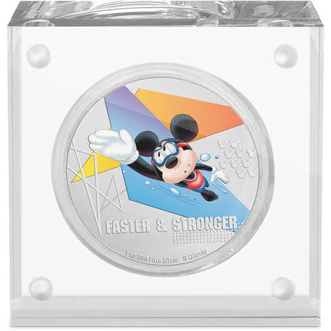 Disney Mickey Mouse Faster & Stronger 1 oz .999 Silver $2 Proof 2020 Niue COA