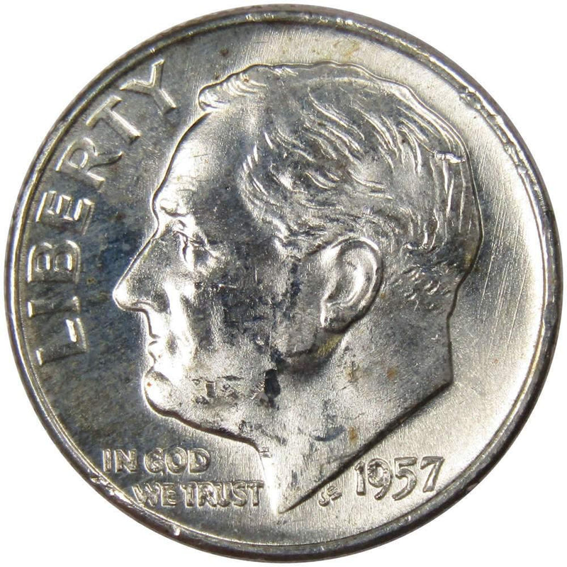 1957 D Roosevelt Dime BU Uncirculated Mint State 90% Silver 10c US Coin - Roosevelt coin - Profile Coins &amp; Collectibles