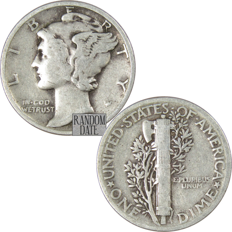 Mercury Dime Random Date VG Very Good 90% Silver 10c US Coin Collectible - Mercury Dimes - Winged Liberty Dime - Profile Coins &amp; Collectibles