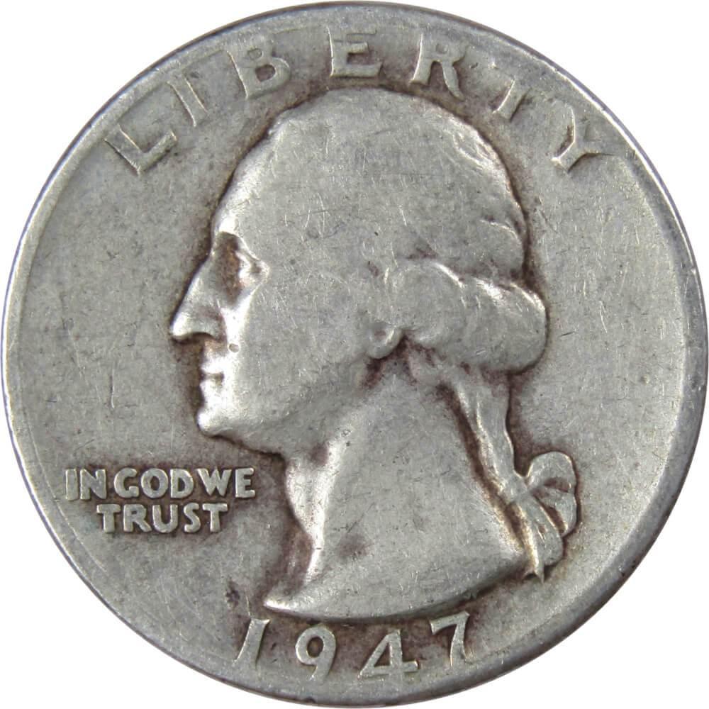1947 D Washington Quarter G Good 90% Silver 25c US Coin Collectible