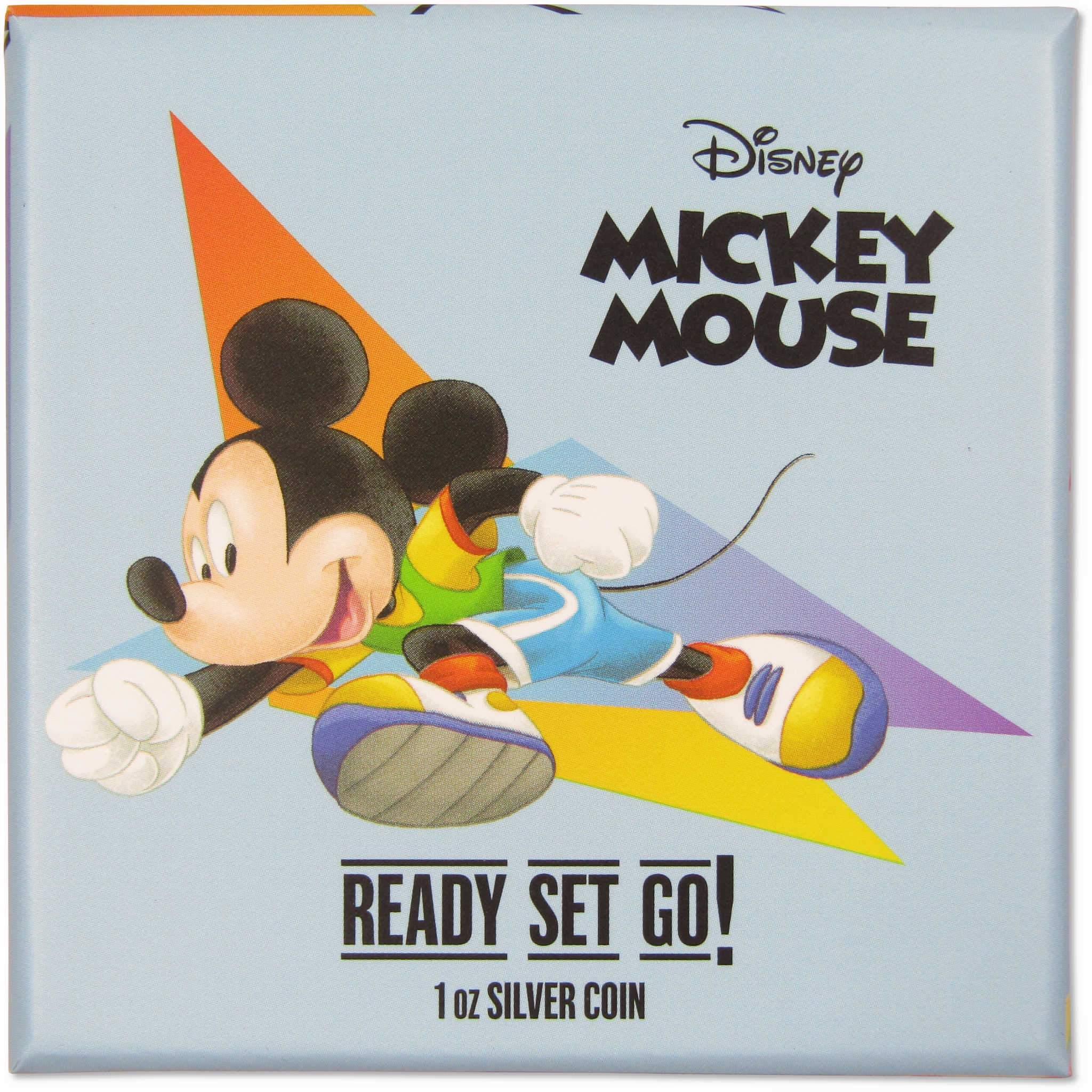 Disney Mickey Mouse Running Ready Set Go 1 oz .999 Silver $2 Proof 2020 Niue COA