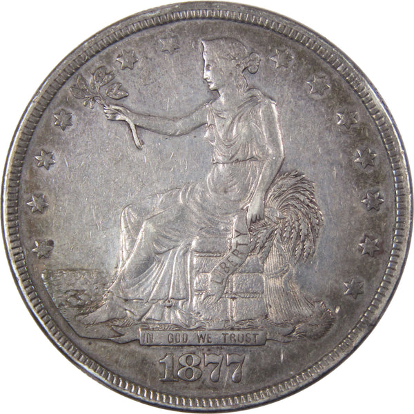 1877 Trade Dollar XF EF Extremely Fine 90% Silver $1 US Type Coin Collectible-Profile Coins &amp; Collectibles