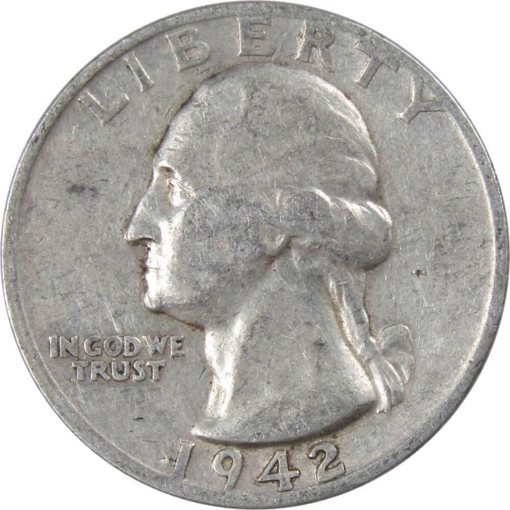 1942 S Washington Quarter AG About Good 90% Silver 25c US Coin Collectible