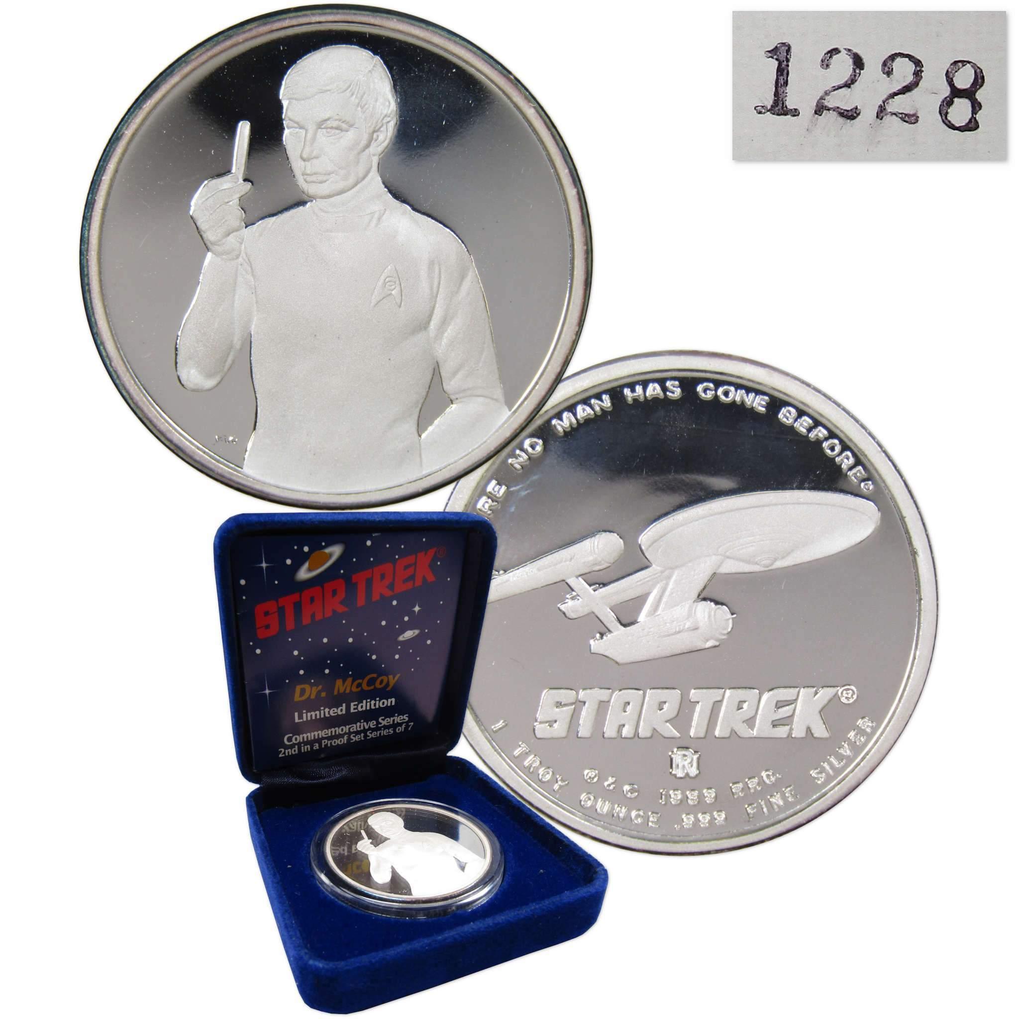 1989 Star Trek Limited Edition Commemorative 1 oz Silver 7-Coin Set Pr